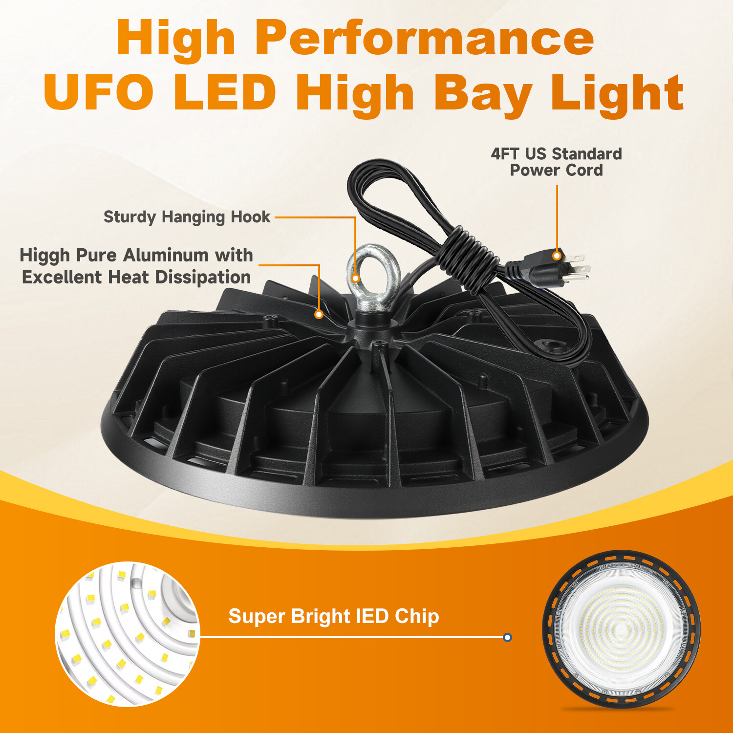 8 Pack 200W UFO Led High Bay Light Commercial Industrial Warehouse Shop Lights