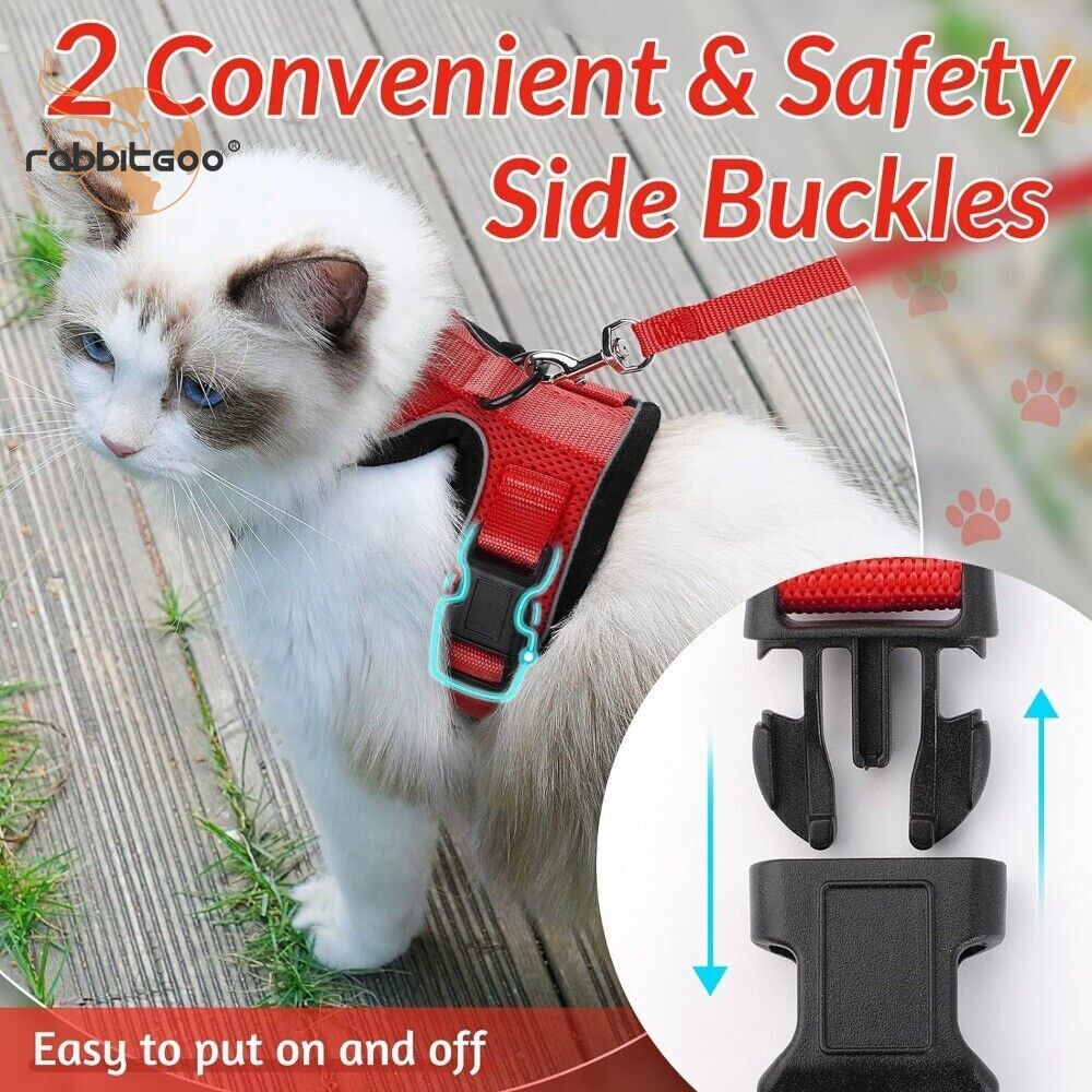rabbitgoo Cat Harness and Leash Escape Proof Walking Vest Adjustable Reflective