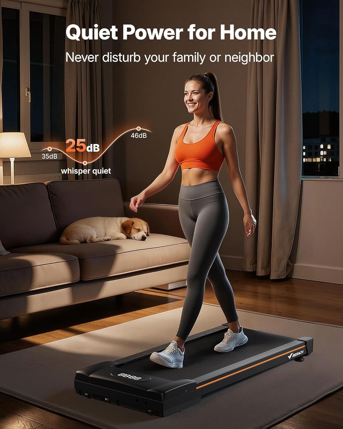 MERACH W50Lite Walking Pad Treadmills for Home 10% Auto Incline, 350lbs Capacity
