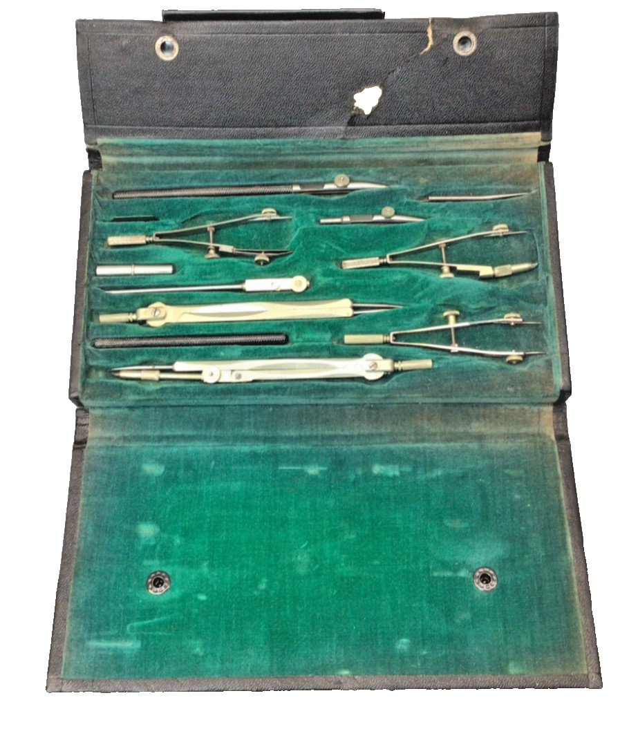 Complete 1920's Eichmuller & Co S-II Technical  Drafting Set w/Orig. Case