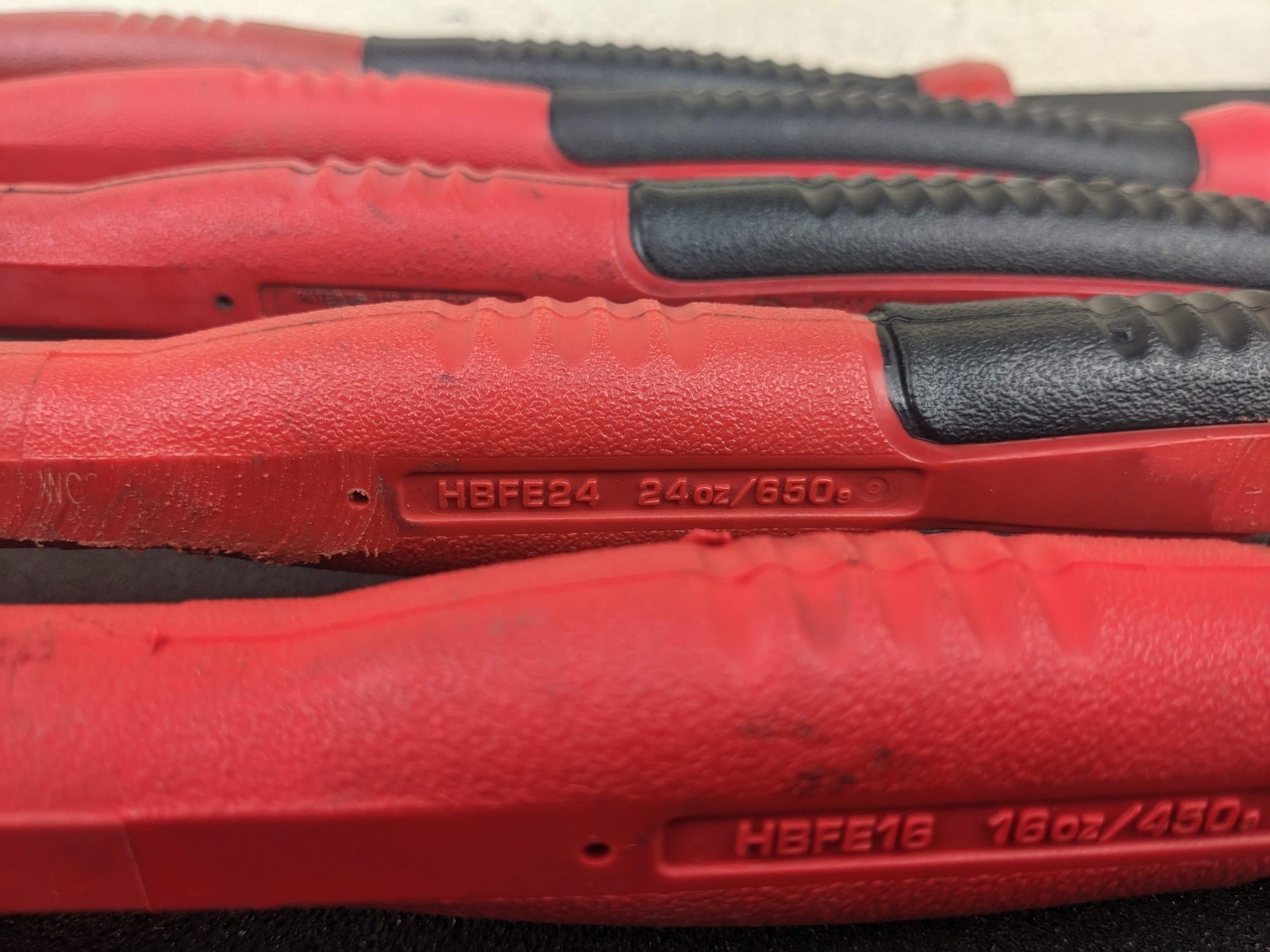 #bn105 Snap-on Tools 5Pc Master HBFE Red Soft Grip Dead Blow Hammer Set