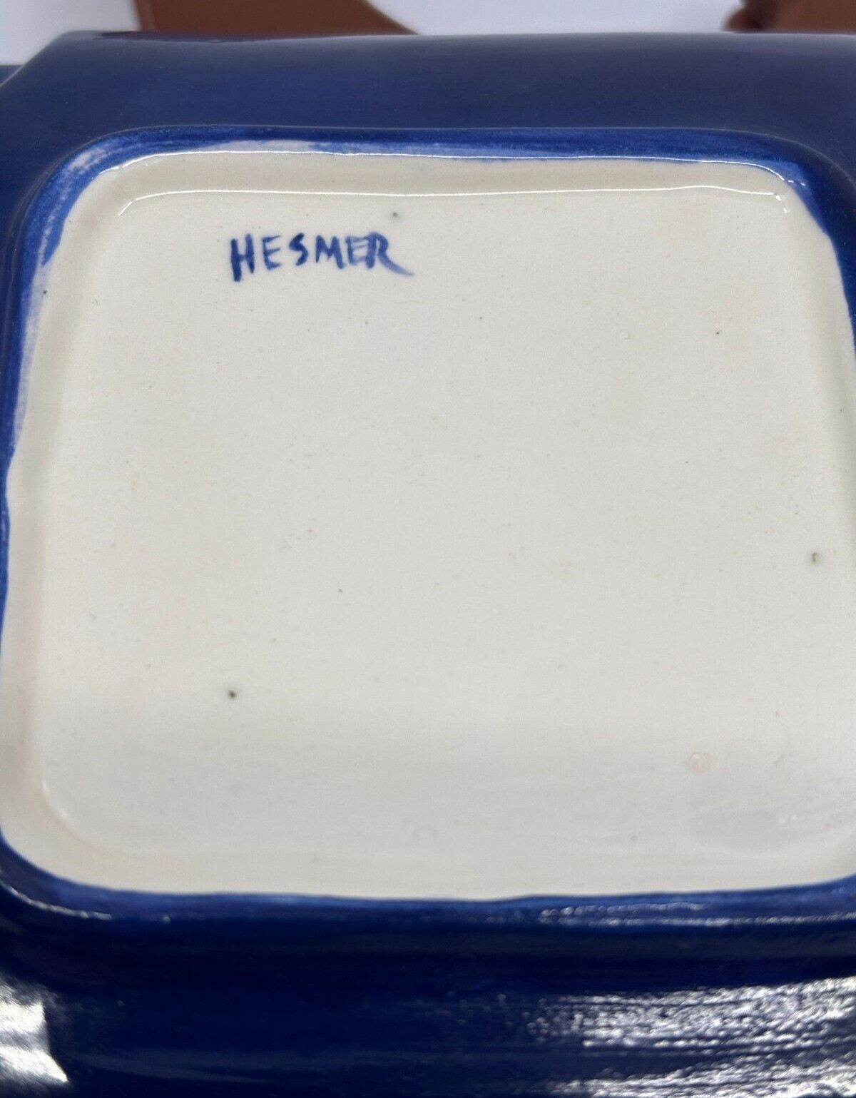 Set of 2 Handmade Ceramic Ash Trays Squares with Initials BT and Dates 1933 1953