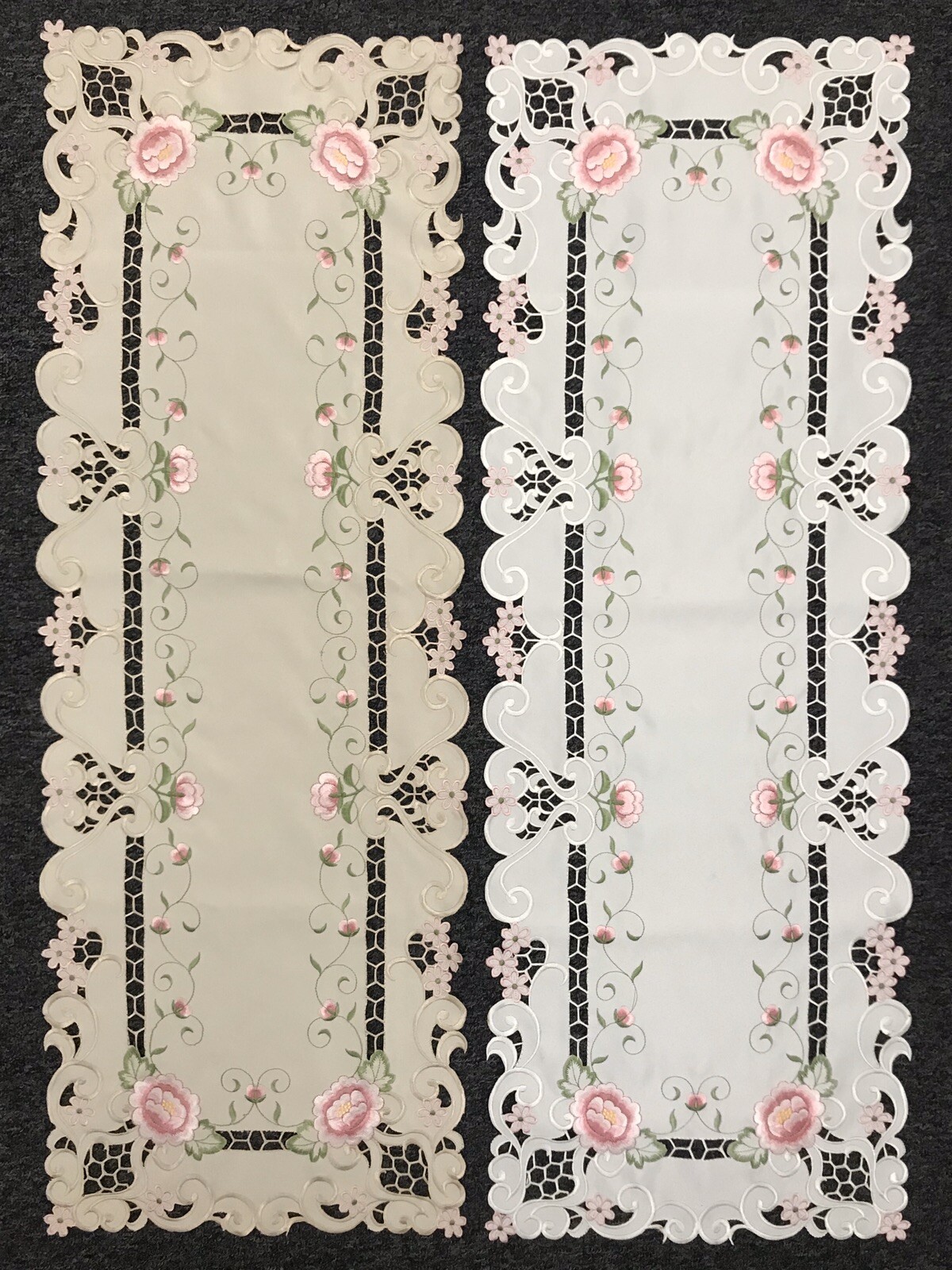 Cutwork Embroidered Lace Rose Placemat Table Runner Scarf Wedding Party Dining