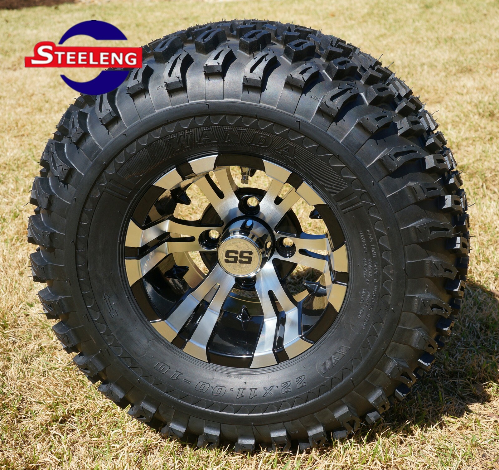 EZGO TXT ELECTRIC GOLF CART 5" LIFT KIT + 10" WHEELS and 22" ALL TERRAIN TIRES