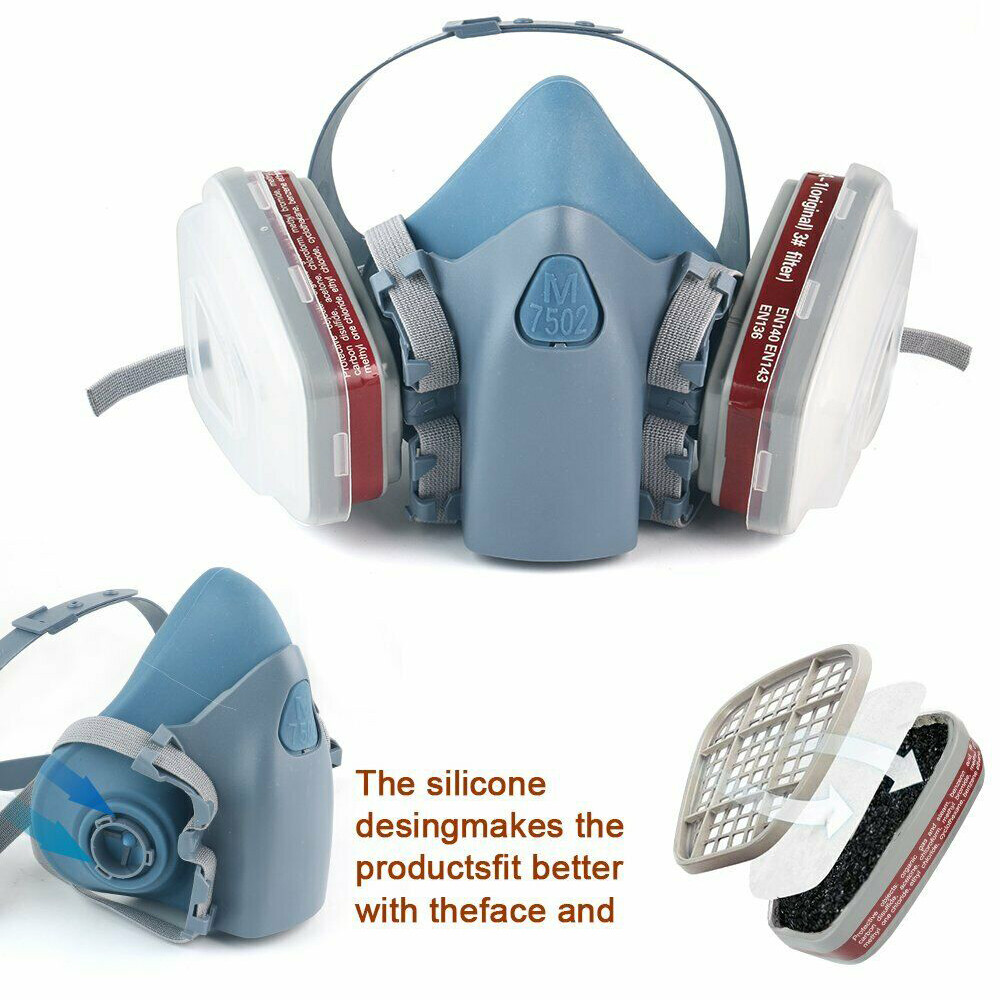 3M Reusable Respirator Half Facepiece 7502 For Chemical Handling, Painting, Med