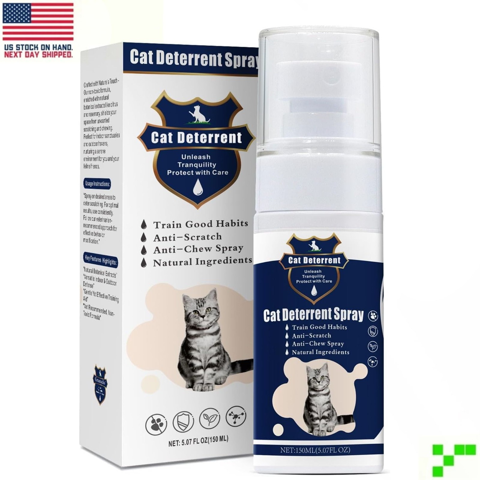Cat Scratch Deterrent Spray Non-Toxic Stop Scratching Training Aid Natural 5oz
