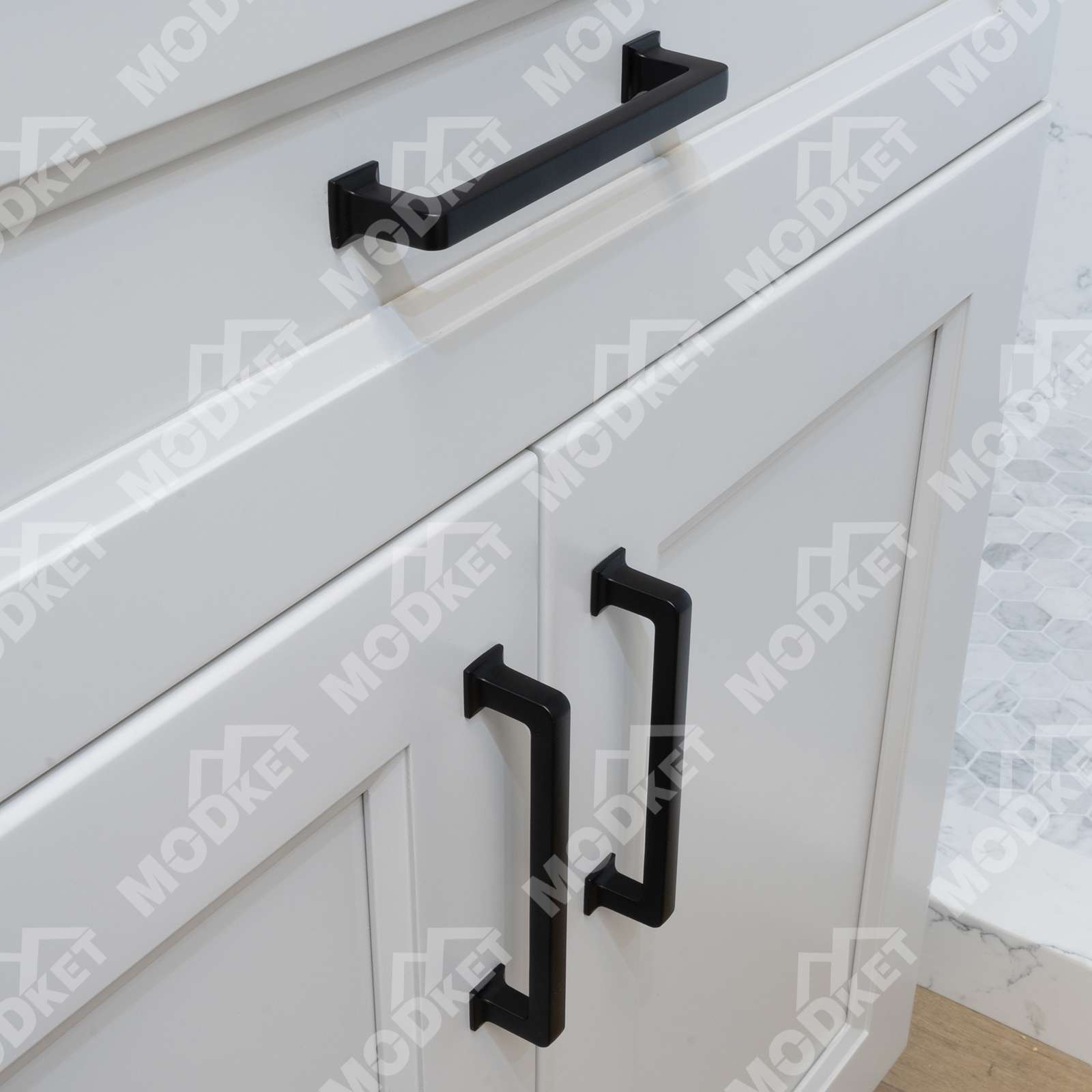Solid Matte Black Cabinet Door Handles Pulls Knob Kitchen Bathroom Drawer Square