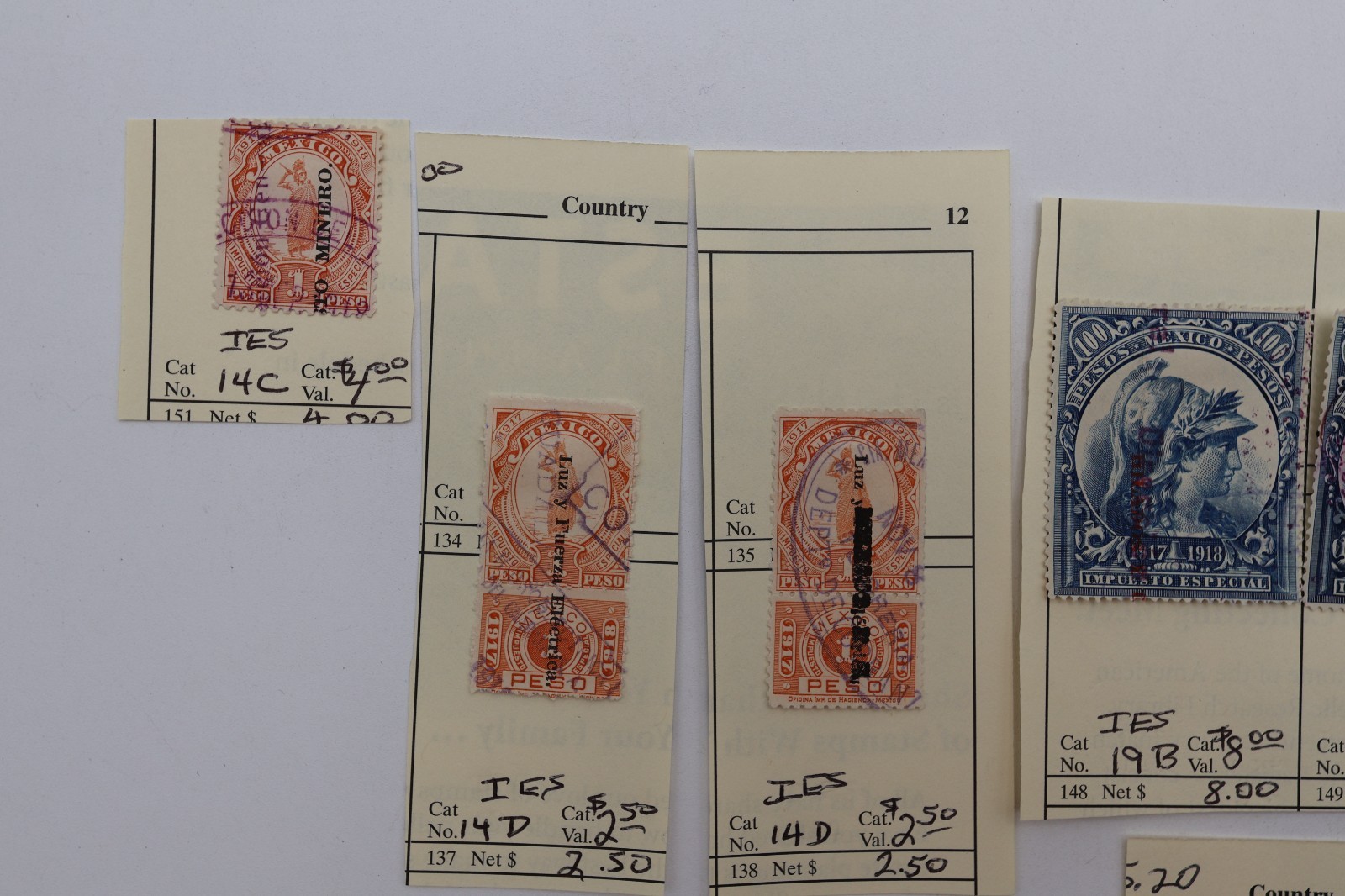 MEXICO REVENUE PAGE LOT ALL DIFFERENT IES1 IES45 WITH TALON IMPUESTO ESPECIAL