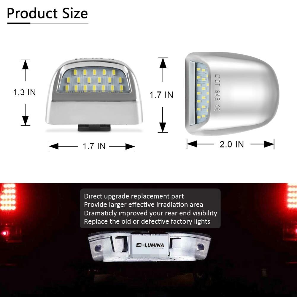 LED Chrome License Plate Lamp For 1999-2013 Chevrolet Silverado 1500/2500/3500HD