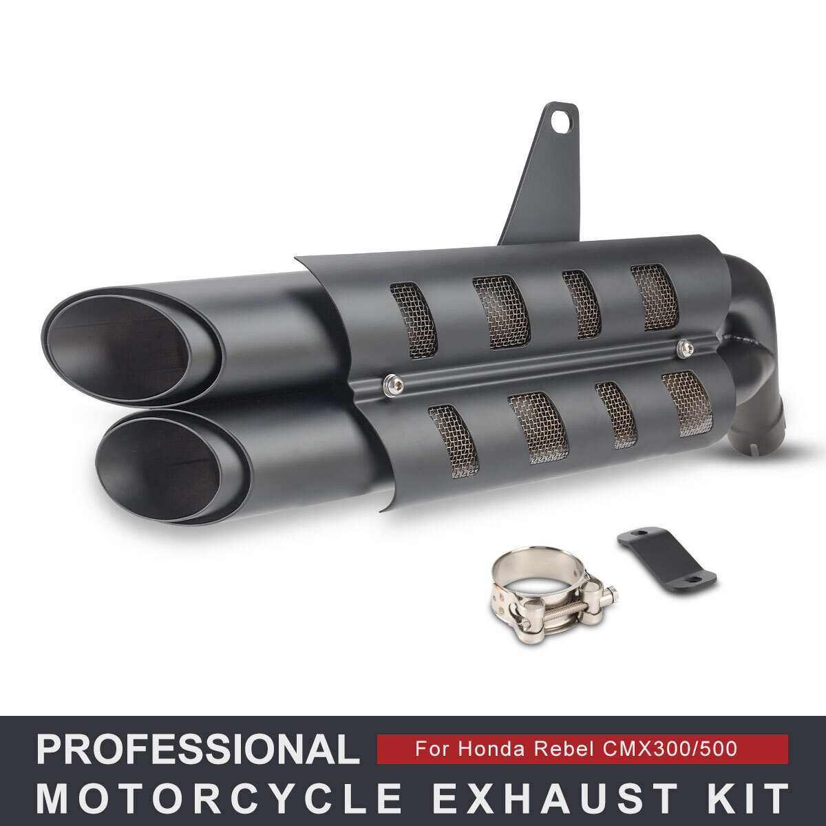 Exhaust Header Muffler Double End Pipe For Honda Rebel CMX300 CMX500 2017-2024