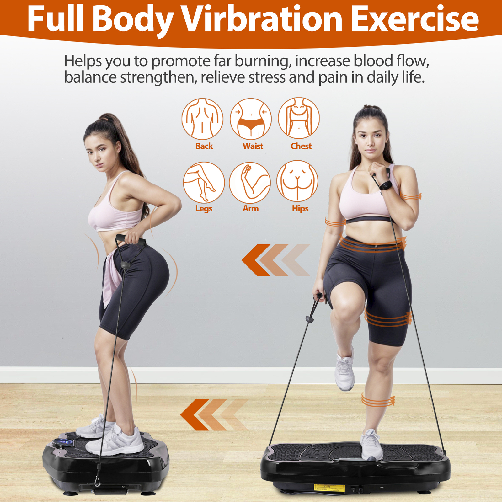 Whole Body Exercise Vibration Platform Plate Fitness Massager Slim Machine Black