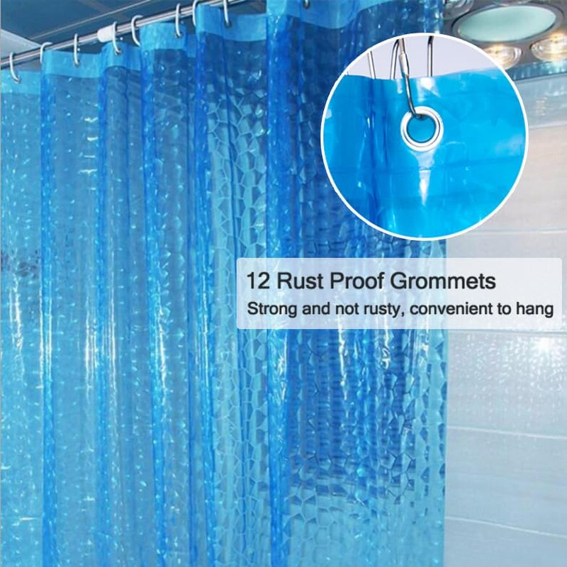 EVA Waterproof Shower Curtain Liner 72"x72" with 12 Metal Grommets & Magnets