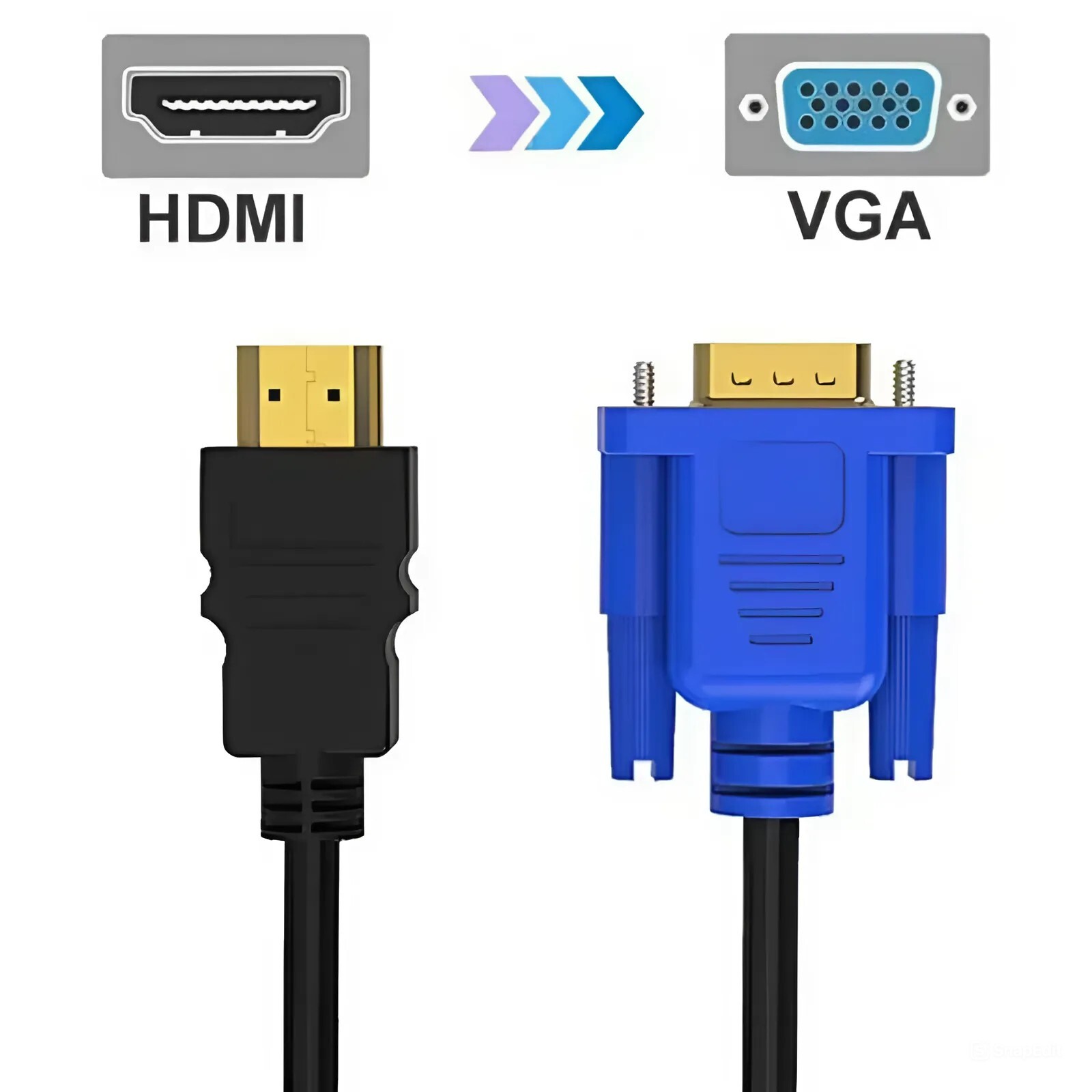6FT HDMI Male to VGA Male Converter Adapter 1080P Cable for PC Monitor HDTV Roku