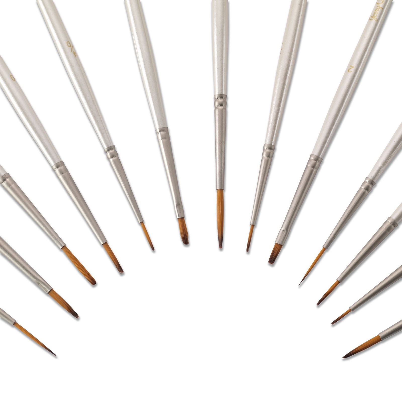 Jerry Q Art 13 Pcs Detail Paint Brushes, Double Color Short handles, Brown