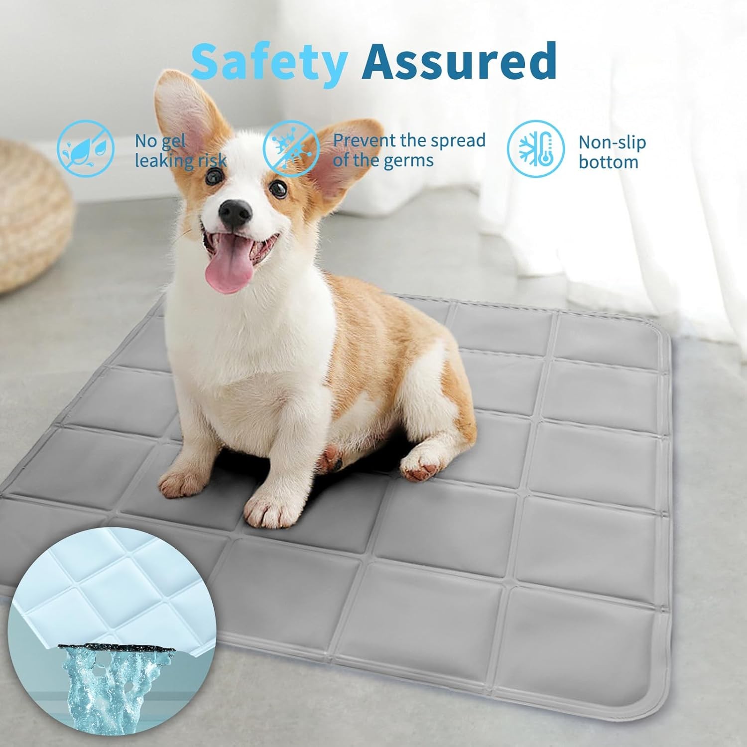 Dog Cooling Mat Pad Upgraded Long Lasting Cooling Crate Mat for Cat Small Dog