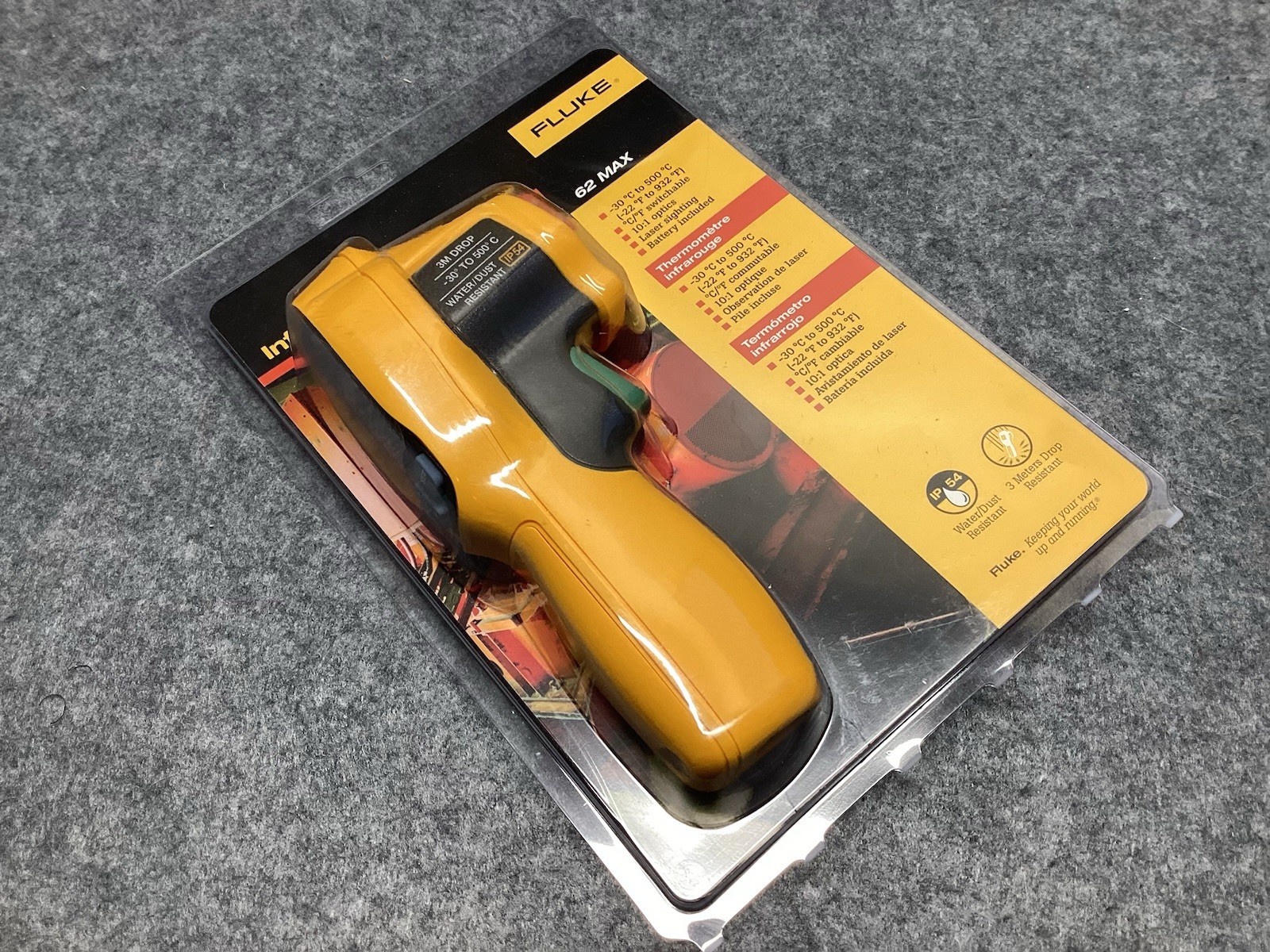 Fluke - 62 MAX - Infrared Handheld Laser Thermometer -22° to 932 - W/Battery
