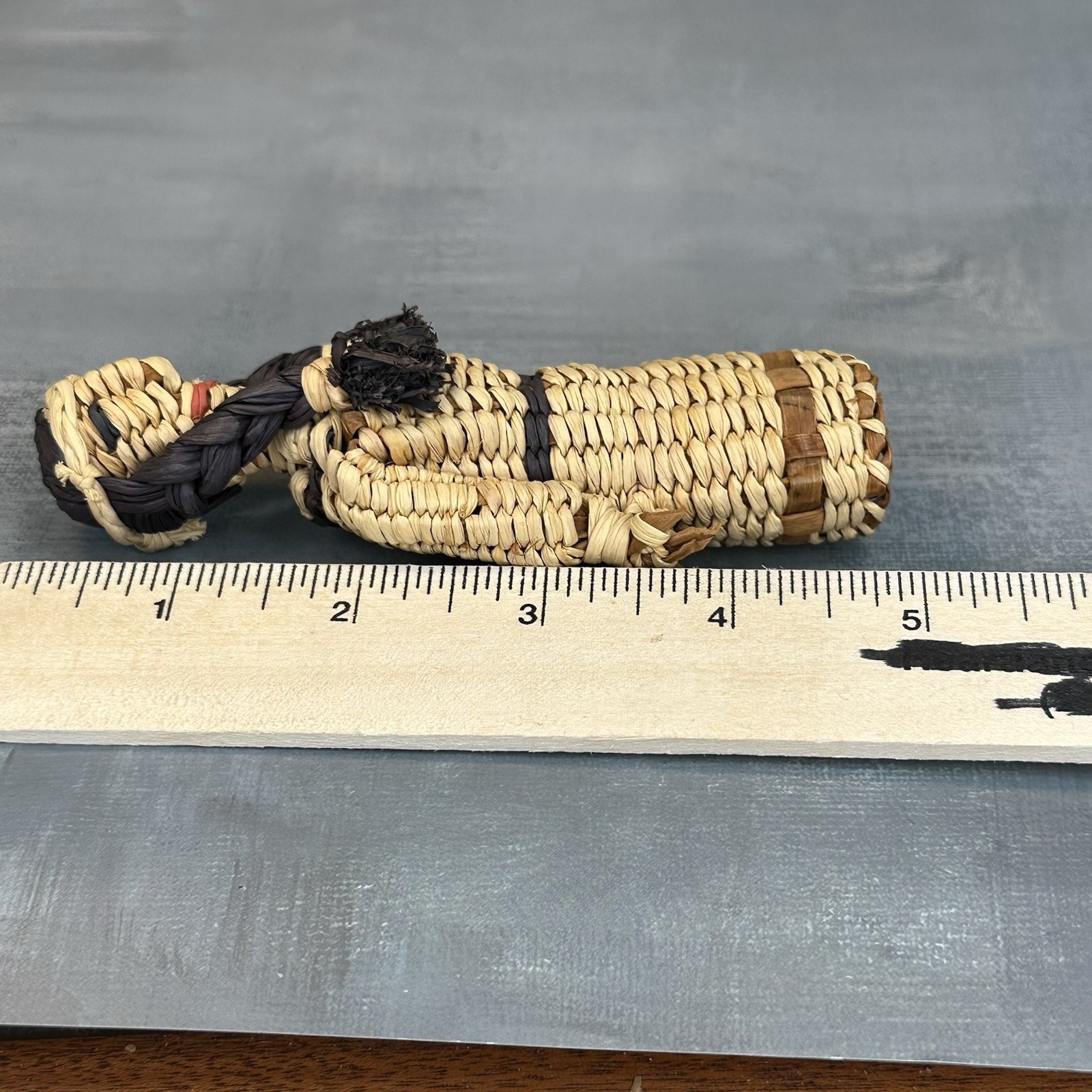 Vintage Native American Skokomish / Yakama Basketry Basket Doll Woman Dress 6”