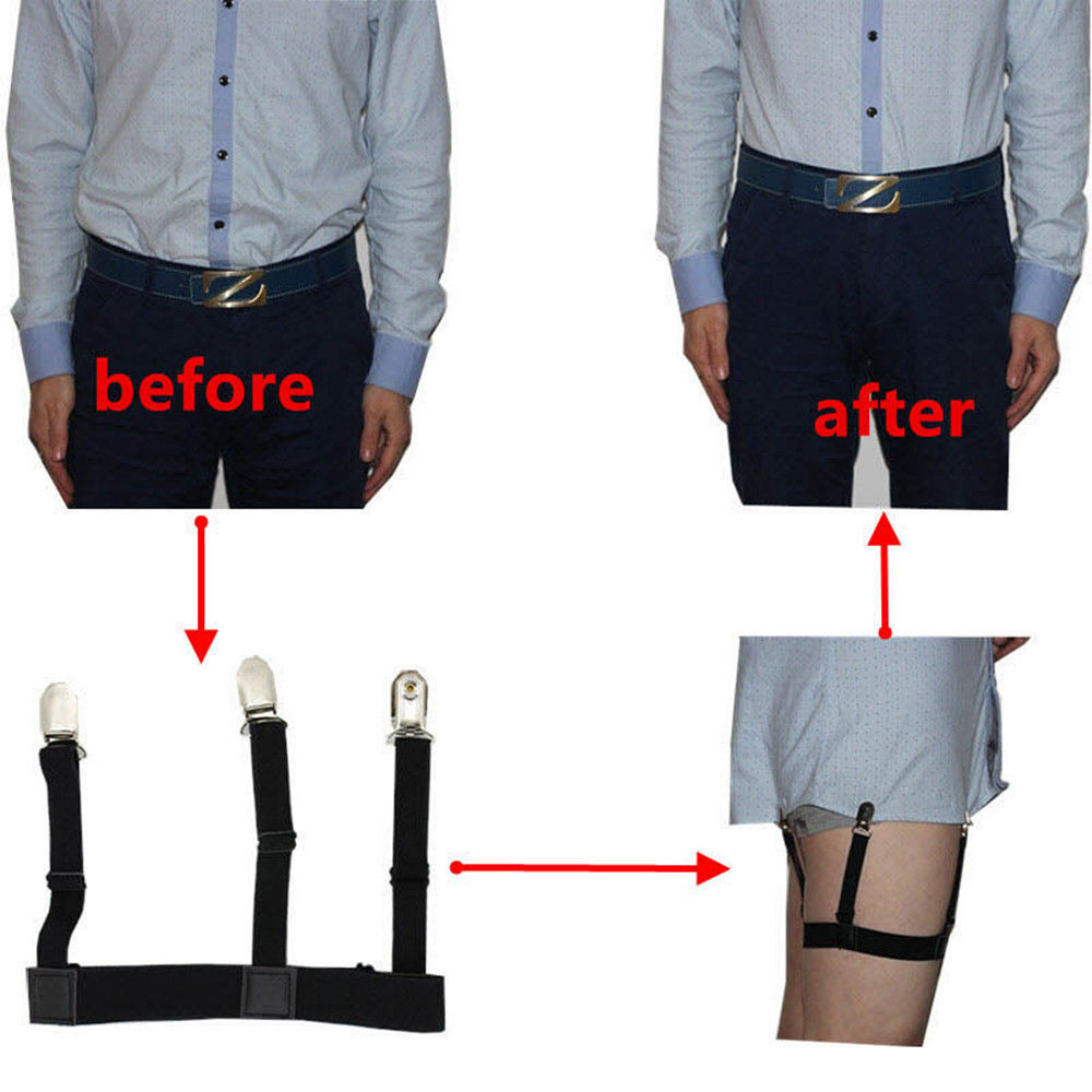 2PCS Men Hidden Shirt Stays Holder Garters Belt Non Slip Elastic Locking Clamps
