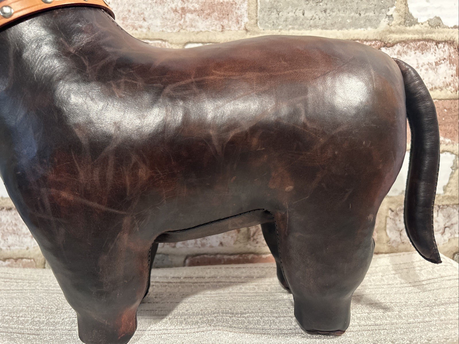 Vintage DIMITRI OMERSA Leather Dog Abercrombie Fitch Footstool Ottoman