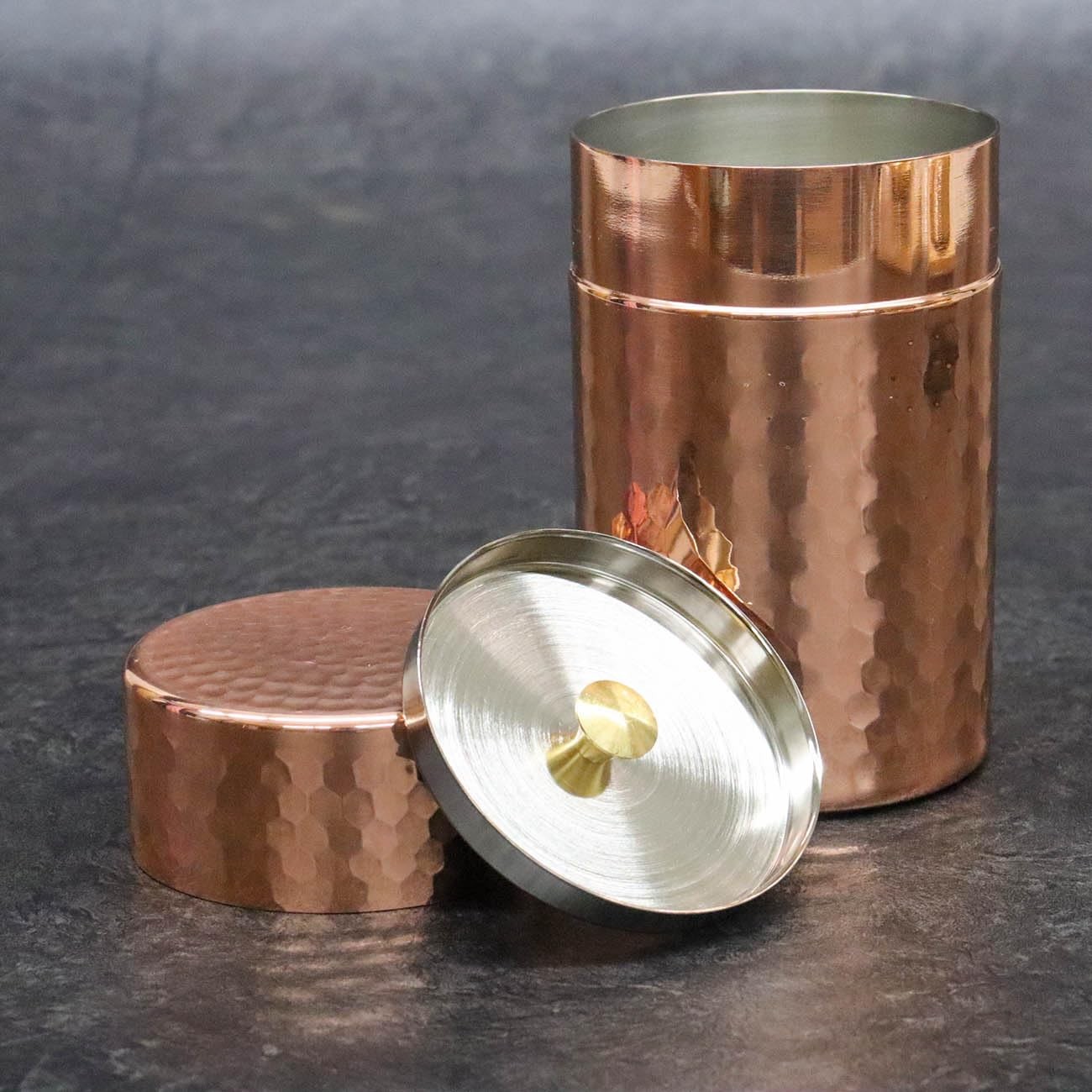 Asahi Pure Copper Tea Canister Hammered Finish Tsubame Certified