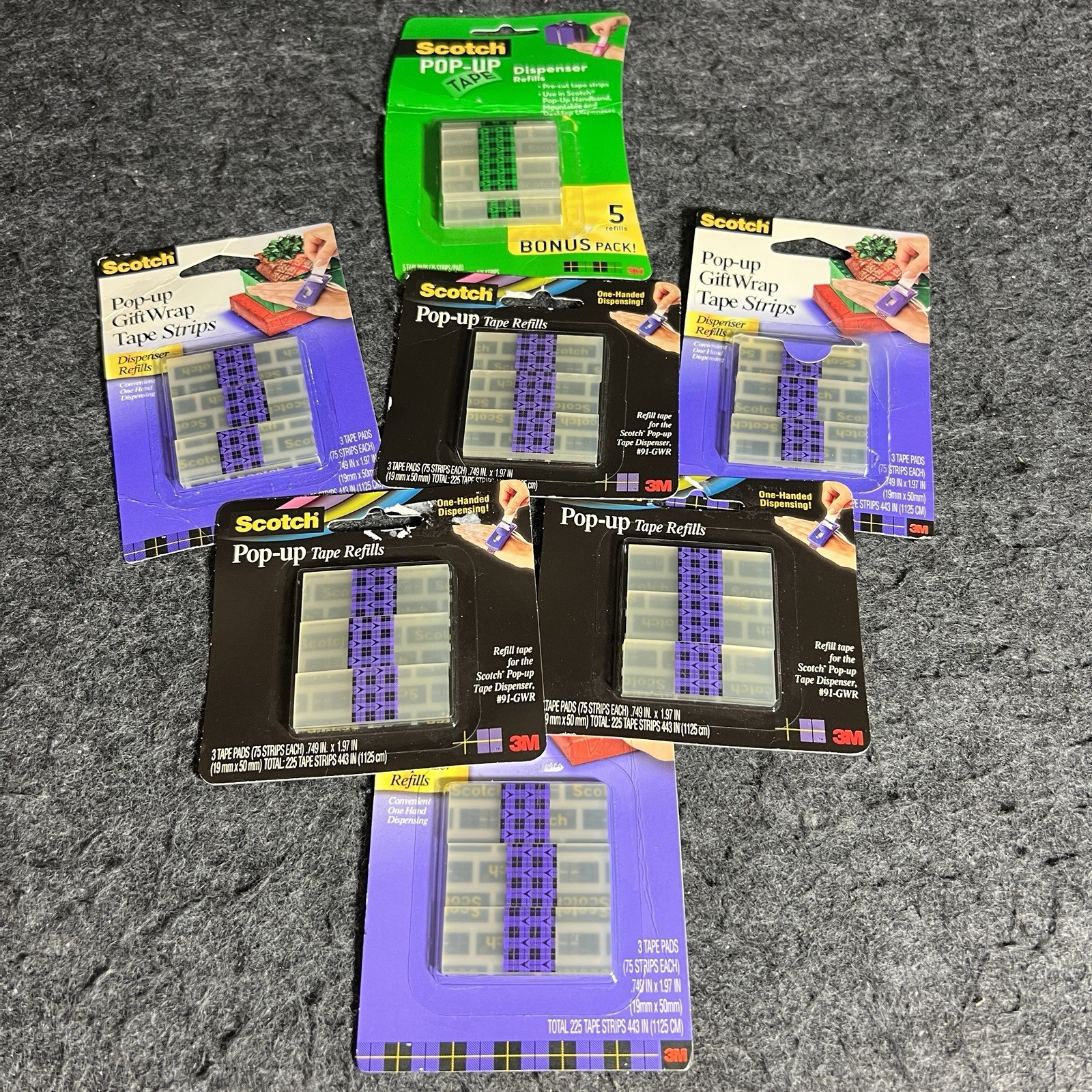Scotch Pop-Up Gift Wrap Tape Strip Refills 1725 Total -75 Strips X 23 Pads- NIB