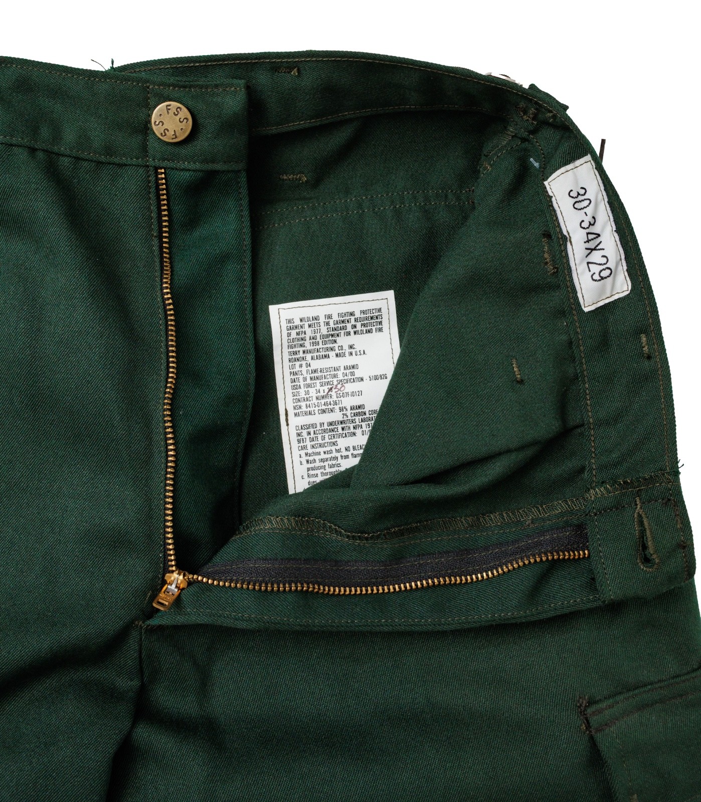 Forest Service Nomex Wildland Firefighting Pants 30 to 34x29 FR Aramid Green
