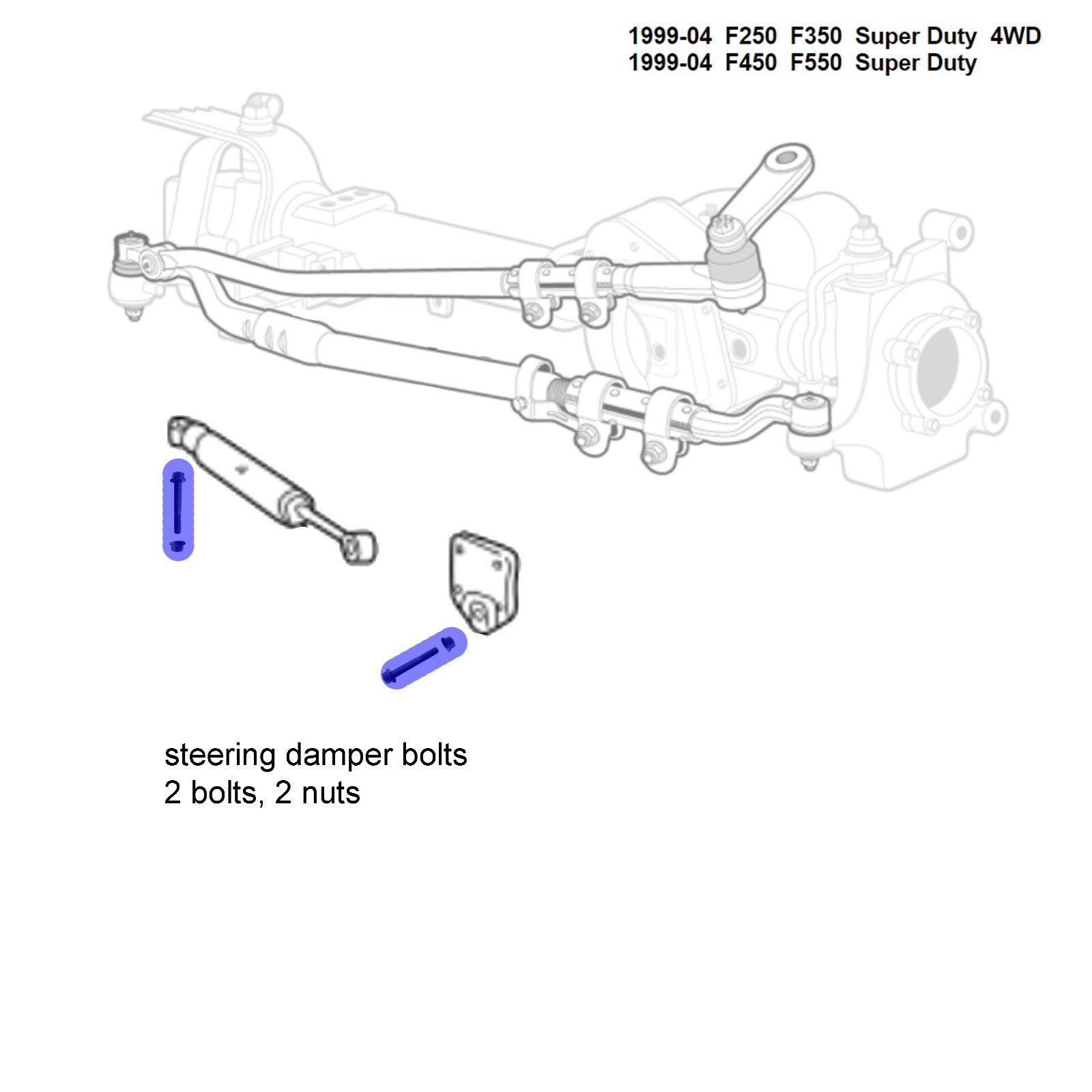 Mounting Bolt 1999 2004 Ford F250 F350 Steering Damper Stabilizer