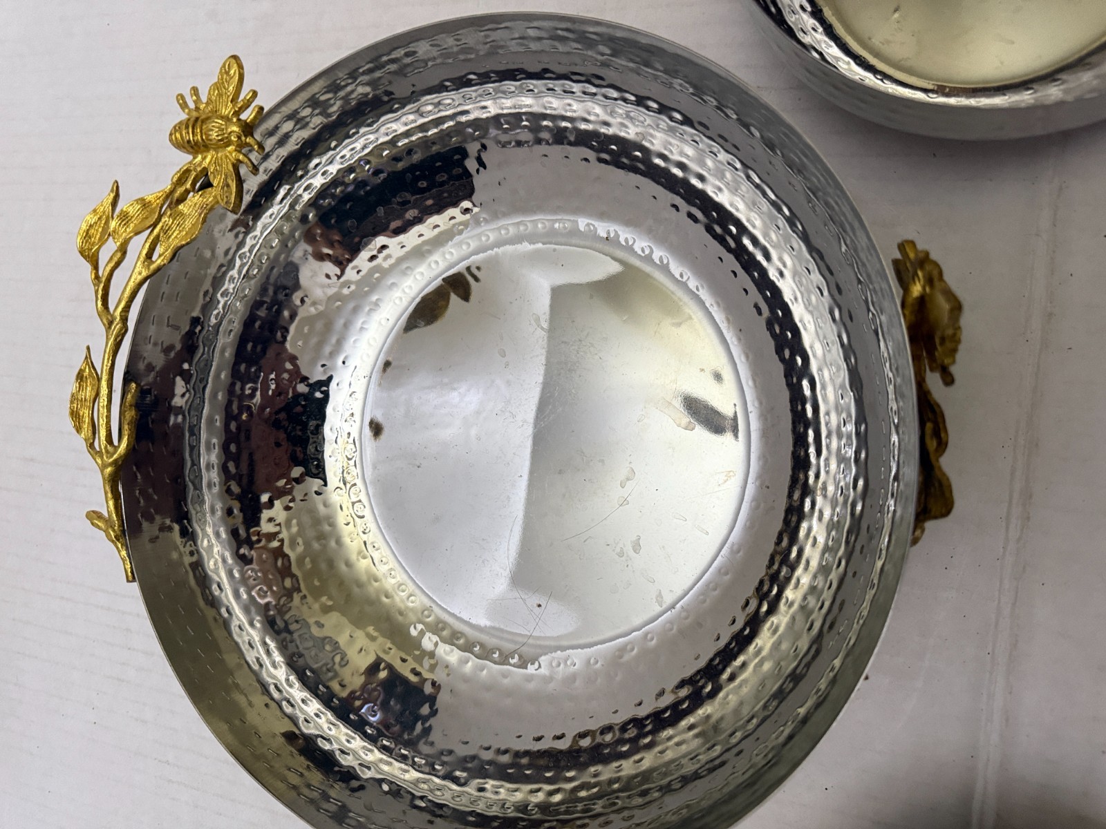 Elegance Golden Bee Hammered Stainless Steel 3 Piece Serving Bowls