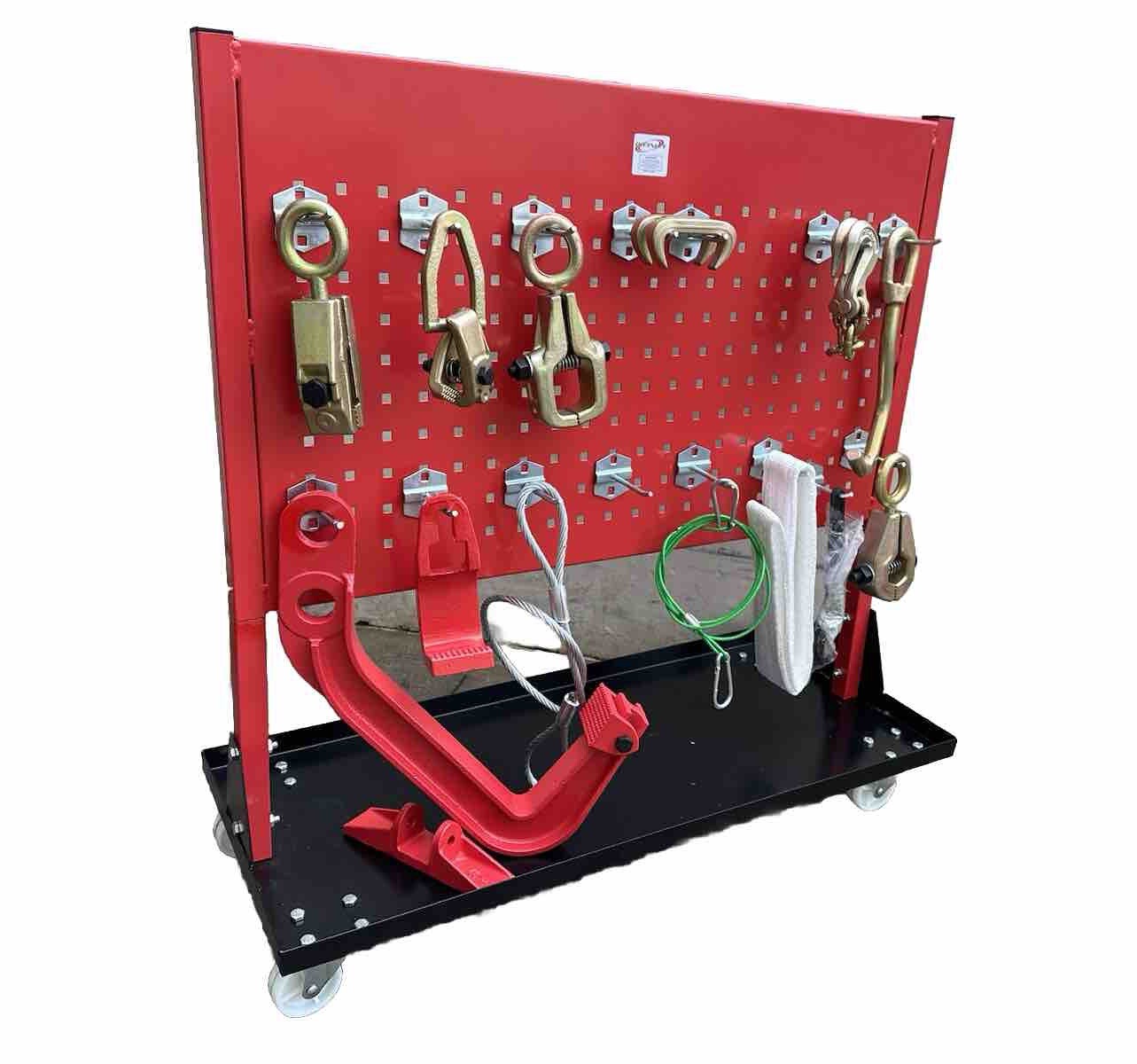 Hanging Peg Metal Board Portable Rack Cart For Auto Body Frame Pulling Clamps