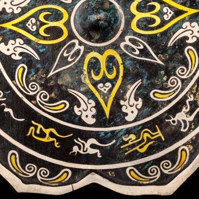 6.8'' Old Chinese Dynasty Bronze Ware Gilt Sliver Beast Mirror Bronze mirror