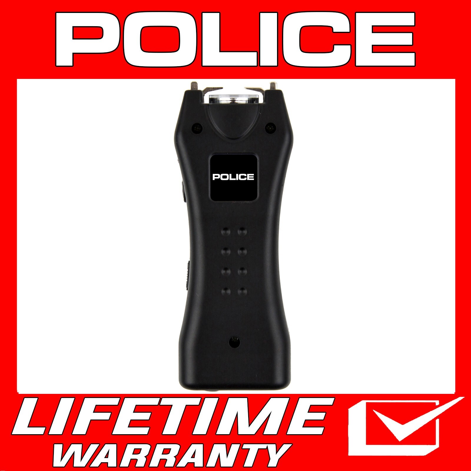 POLICE Stun Gun 618 Max Volt Rechargeable LED Flashlight for Self Defense Black