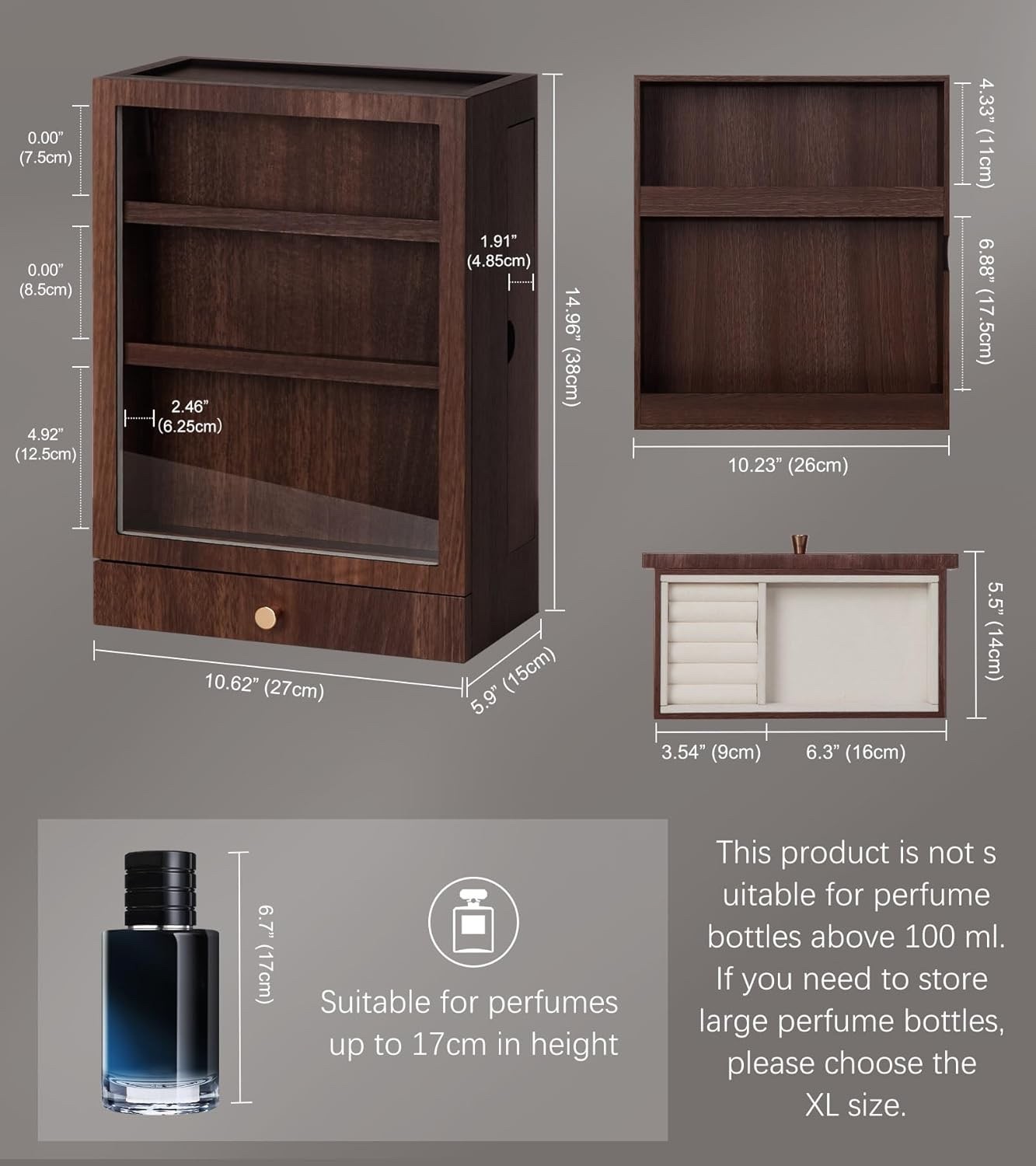 Homde Cologne Storage Organizer with Drawer - Men's Cologne Holder - Stylish ...