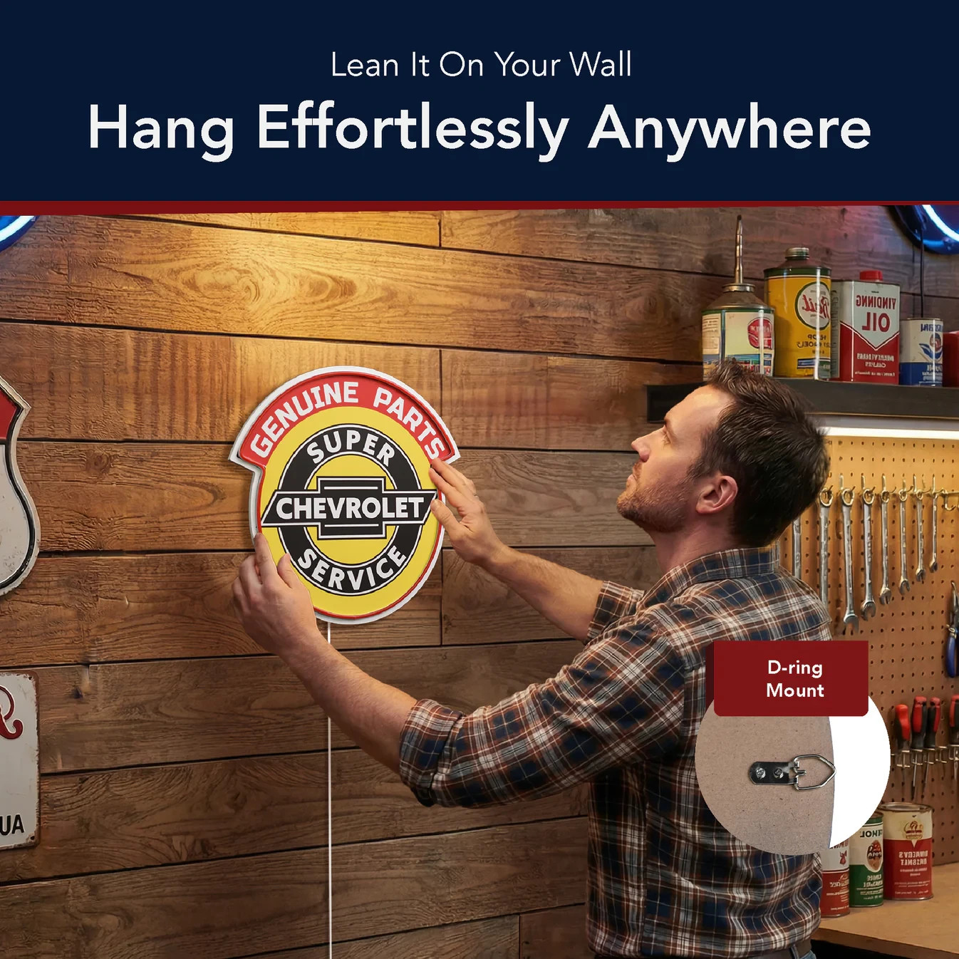 Chevrolet Genuine Parts Super Service LED Sign Vintage Garage Wall Decor