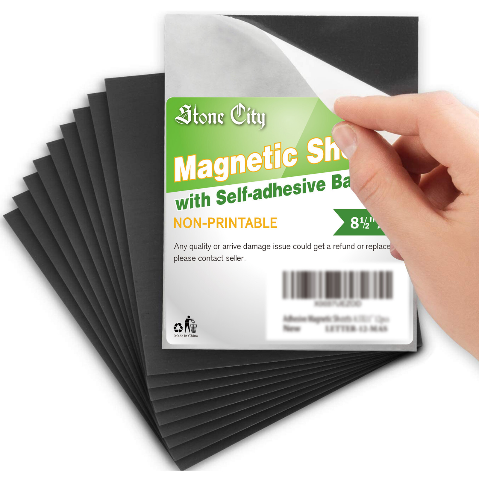 Strong Flexible Self-Adhesive Magnetic Sheets 8.5 x 11 20 Mil 12PCs Stone City
