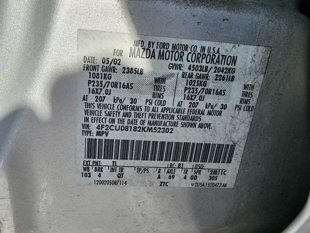 Automatic Transmission 3.0L 4WD 4X4 From 11/19/01 Fits 2002 TRIBUTE 1321478
