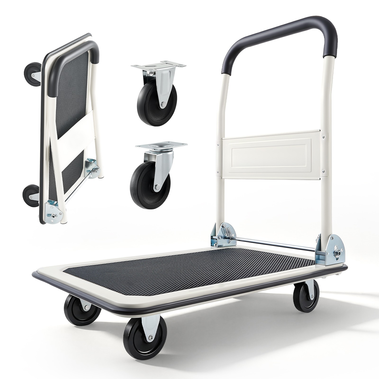 Uimoso Foldable Push Cart Dolly 330lbs Capacity with Wheels and Folding Platform