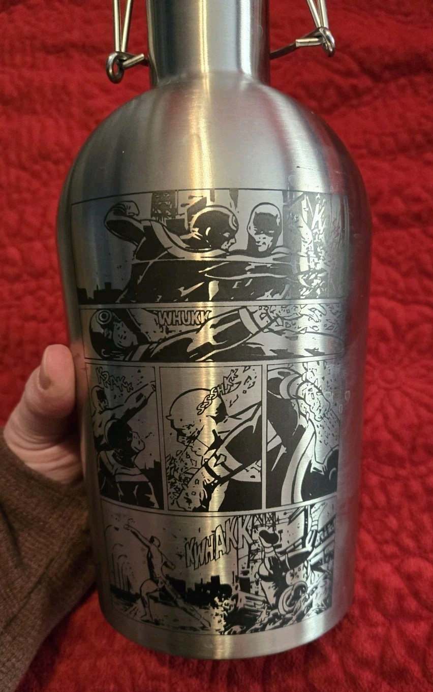 64 oz. Stainless Steel Beverage Growler with Swing Top Lid and Daredevil Art