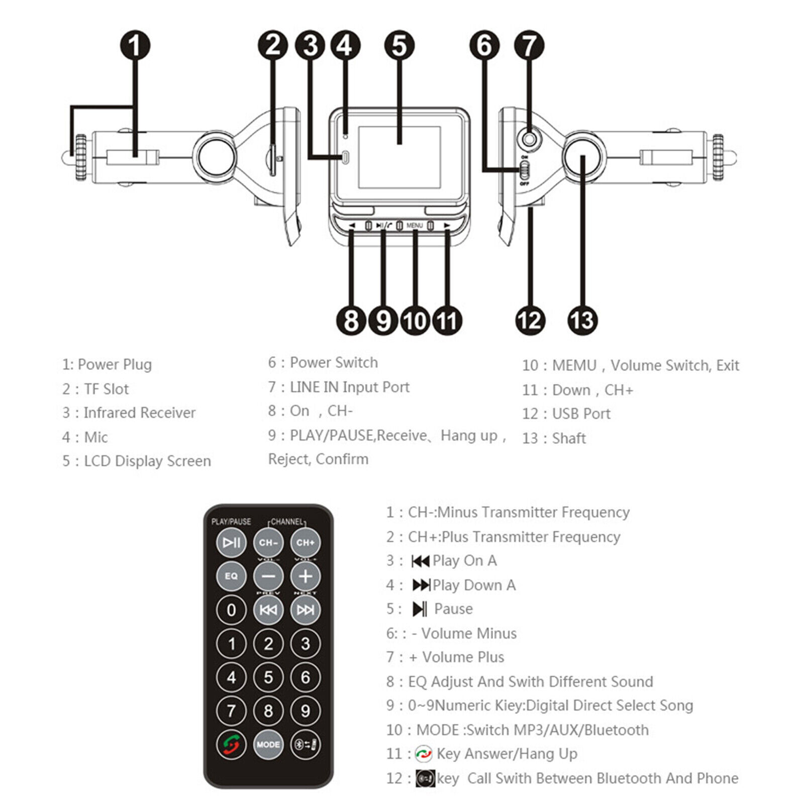 Bluetooth Wireless FM Transmitter Car MP3 Player Radio Adapter Kit USB Charger*