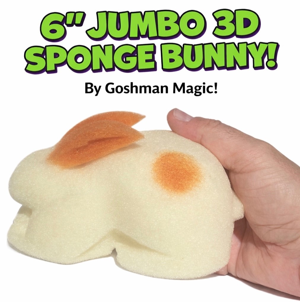 6” Jumbo 3D SPONGE BUNNY 1 Deluxe Goshman Close Up Magic Trick White Foam Rabbit