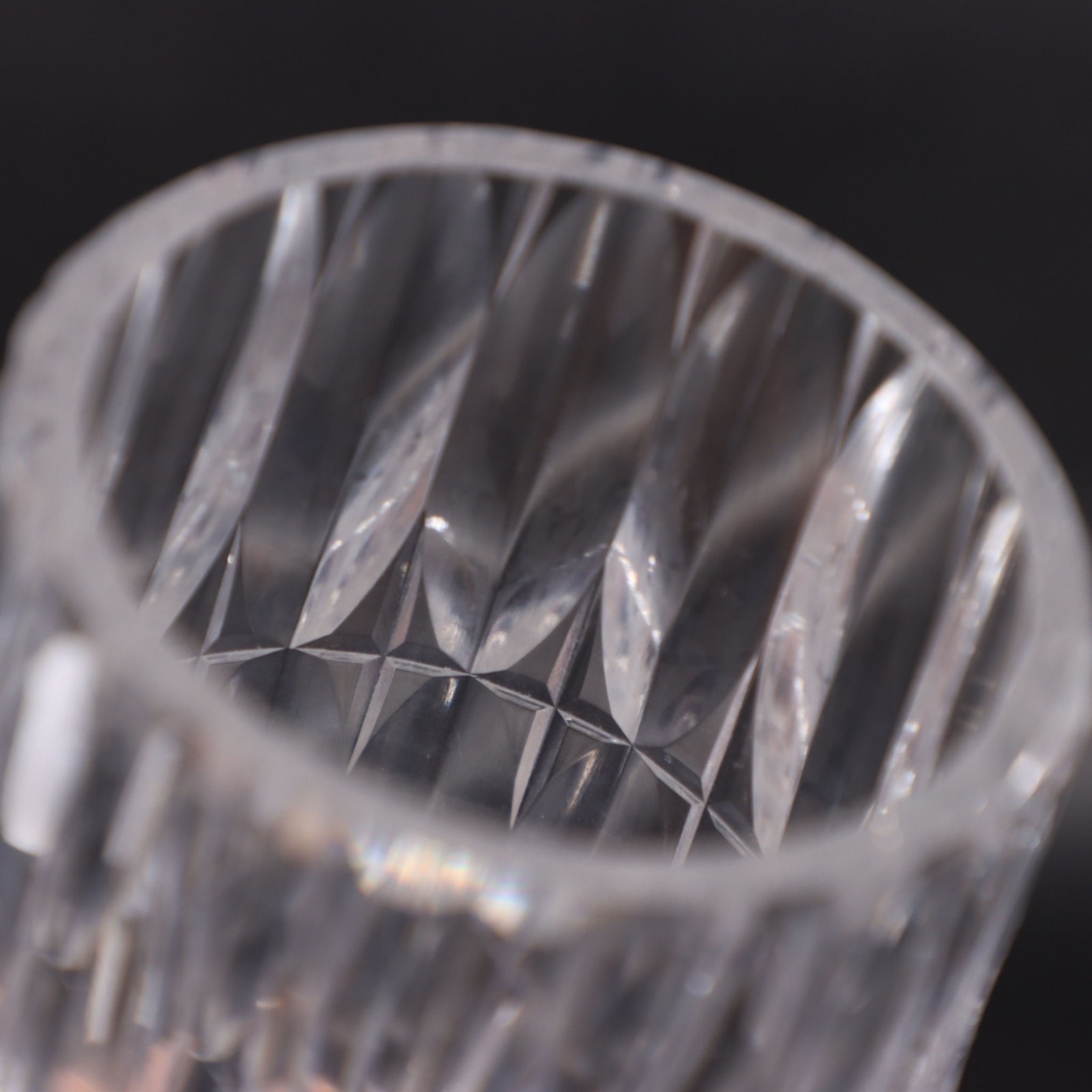 Art Deco Heavy Faceted Cut Crystal Flower Vase 8" Vintage