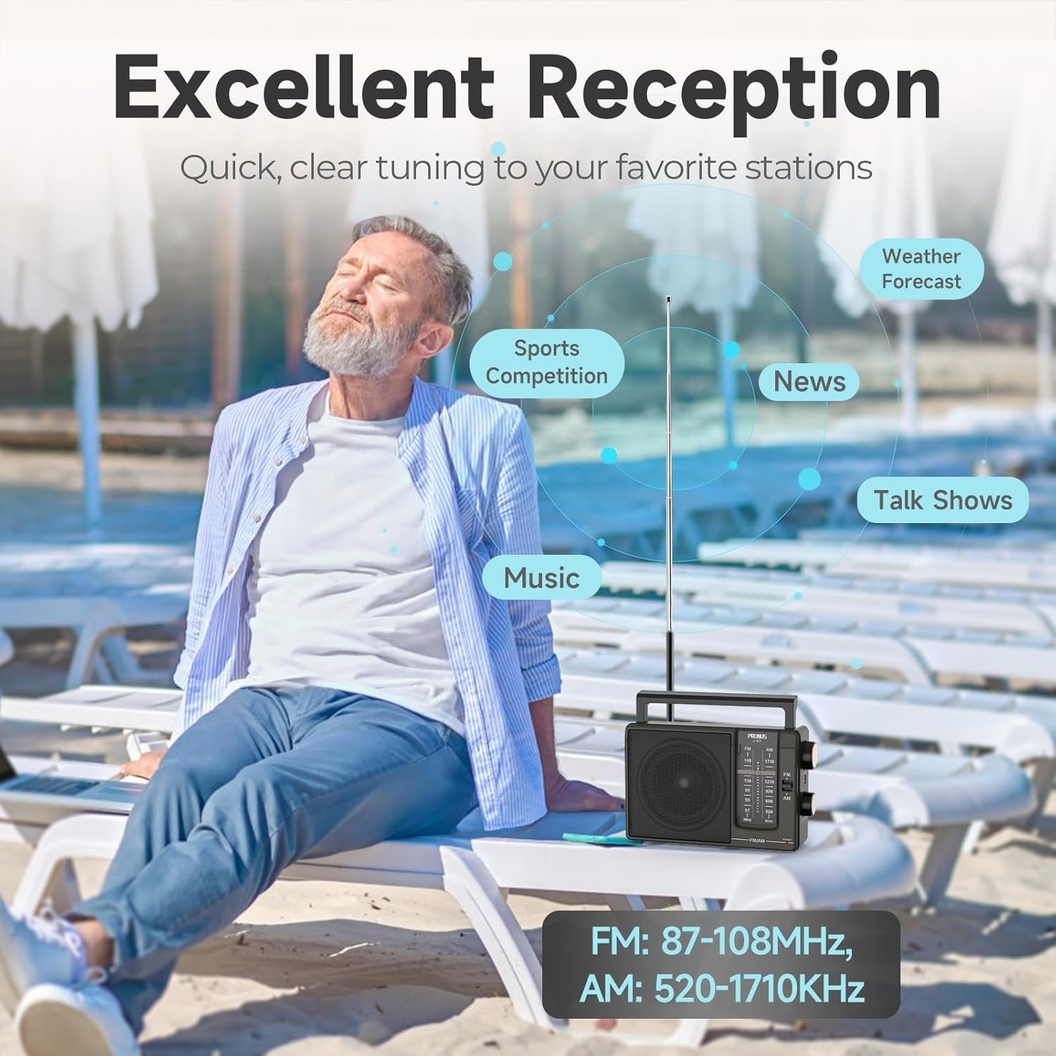 J-03 AM FM Radio Portable Plug in Wall or AA Battery Operated for Home/Outdoo...