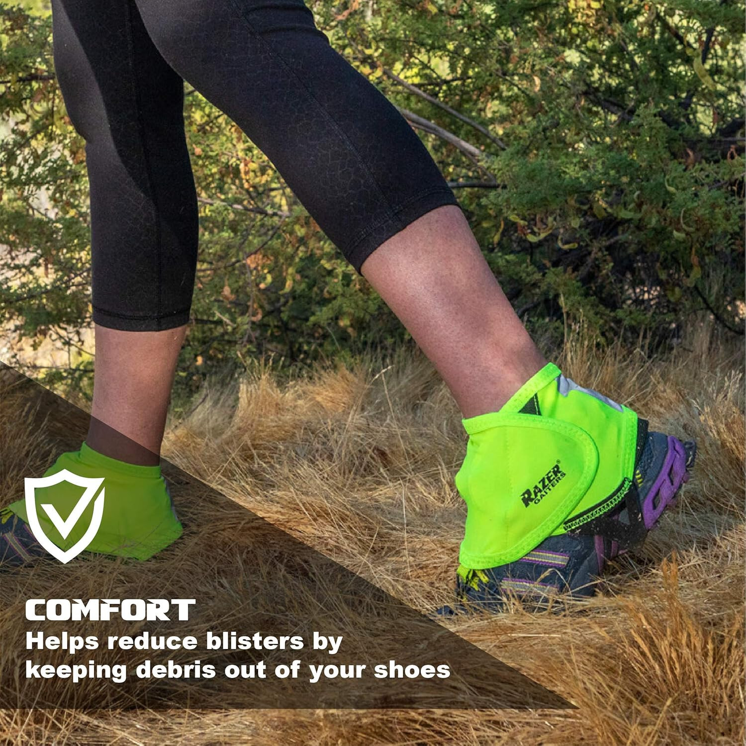 Trail Running Gaiters - Size Large - Neon Reflective Running Gear