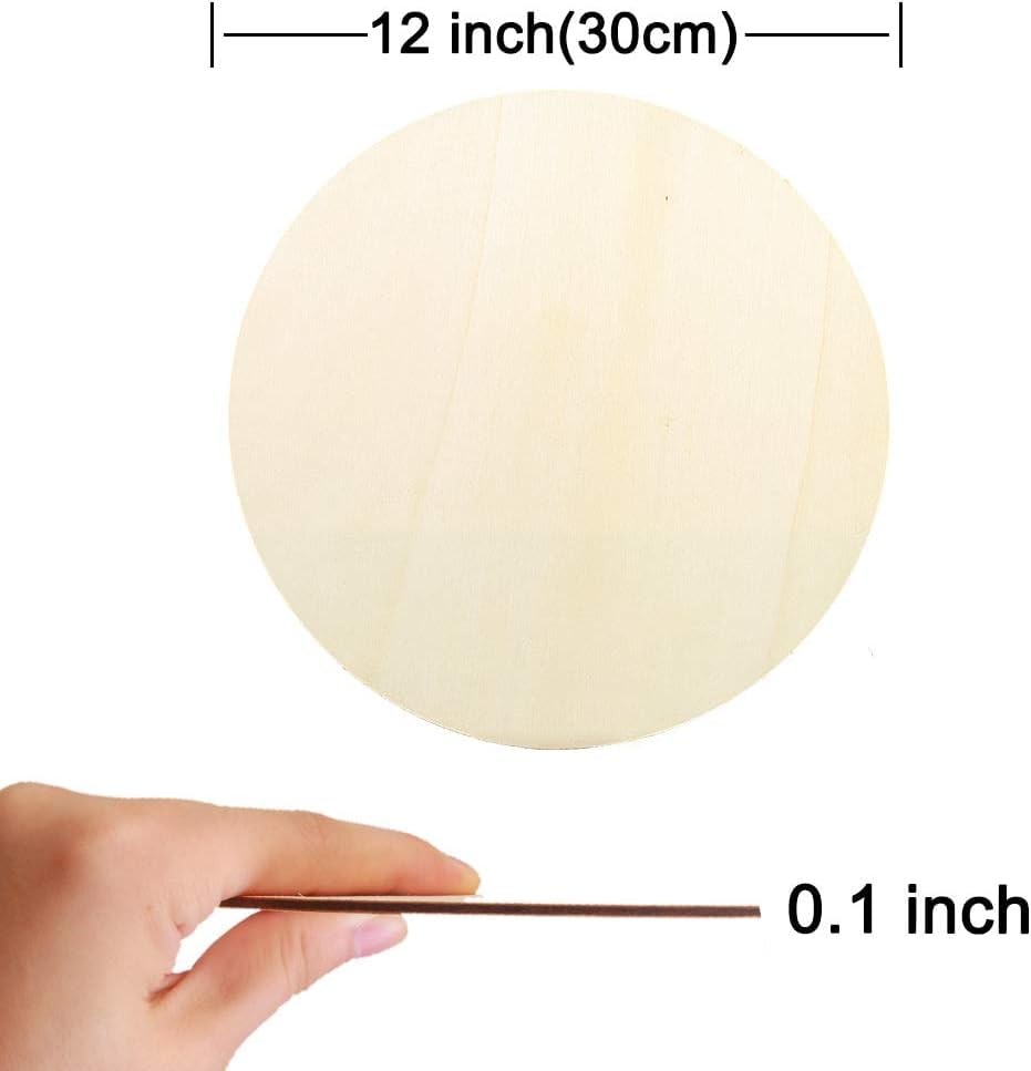 22 Pieces 12" Inch Round Wood Discs for Crafts, Unfinished 12inch 22Pcs, wood