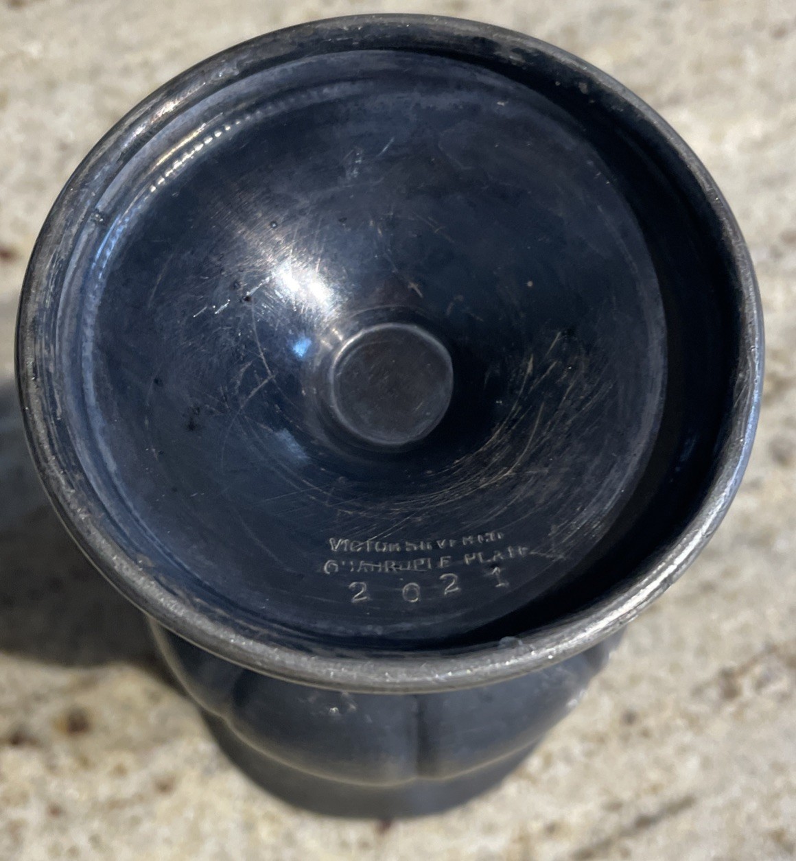 1909 Vintage Victor Silver Co. Quadruple Plate #2021 Goblet/Cup Etched “XMAS 09”