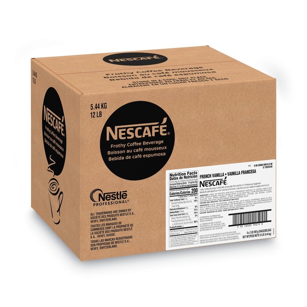 Nescafe 99019CT 2 lb Bag Frothy Coffee Beverage - French Vanilla (6/Carton) New