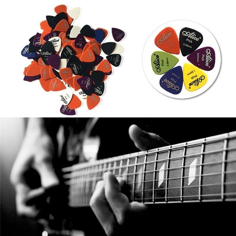 100pcs/lot Alice Assorted 0.58mm -1.50mm Anti-slip Nylon Guitar Picks Plectrums