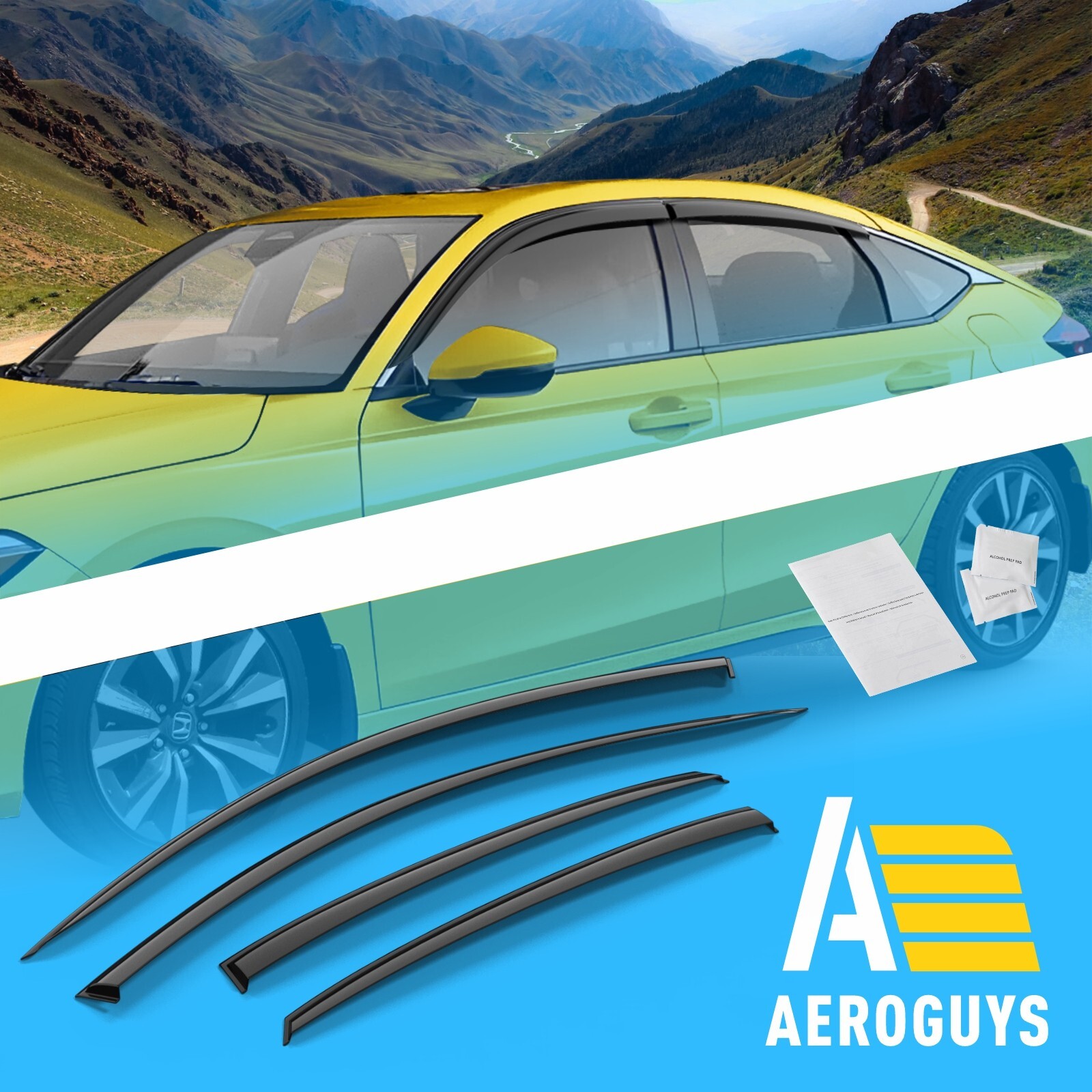 Rain Guards Vent Visors Shade for 2022-2024 Honda Civic Hatchback