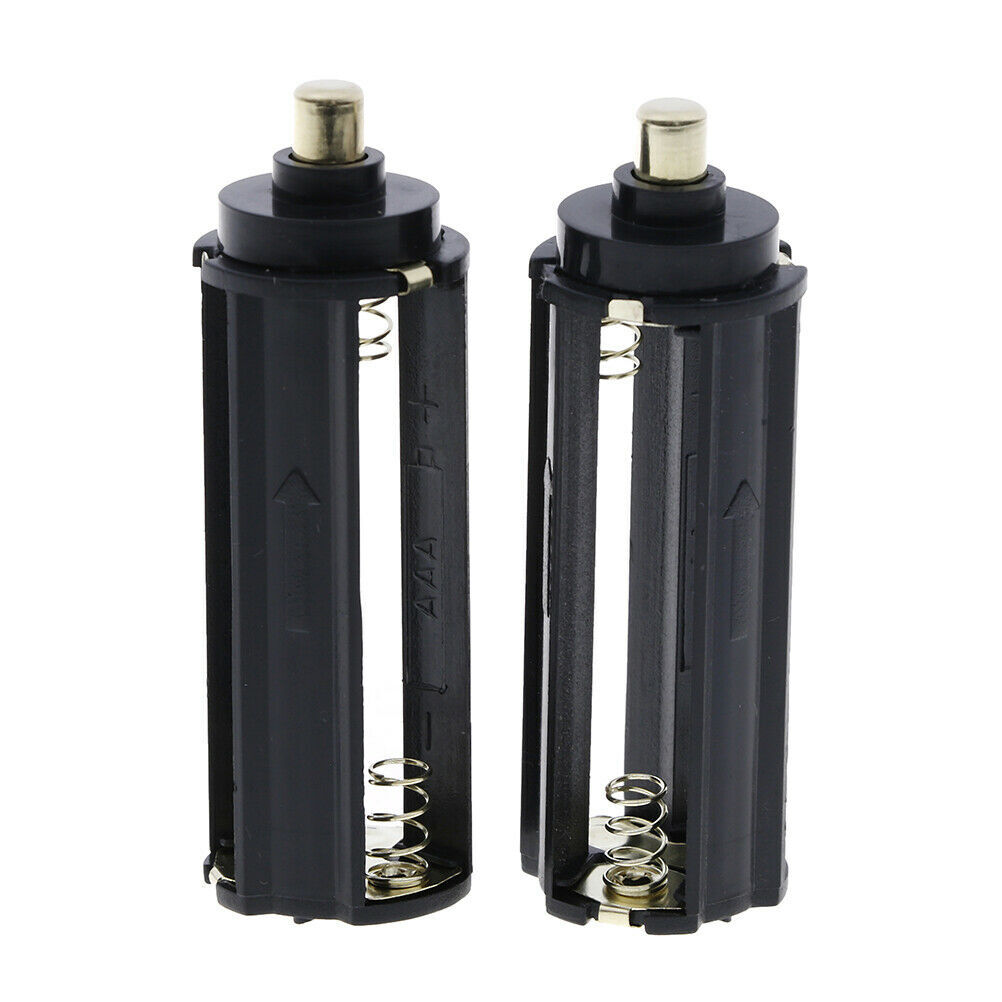 2x 3-AAA Battery Holder Cylindrical Round Circular Case Plastic 18650 Flashlight