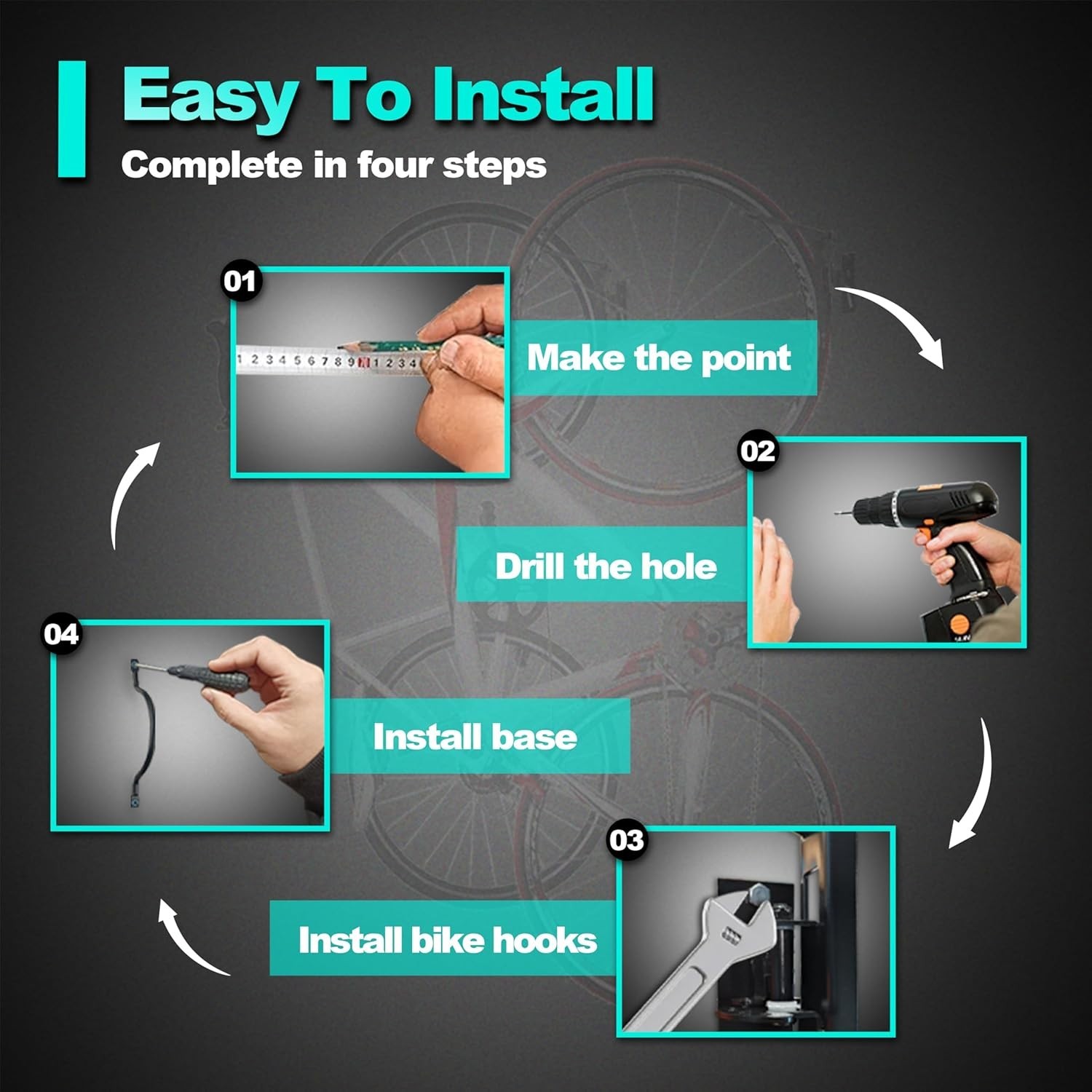 2 Pack - Swivel Bike Rack Garage Wall Mount, Bike Hangers for Garage, BRAND NEW