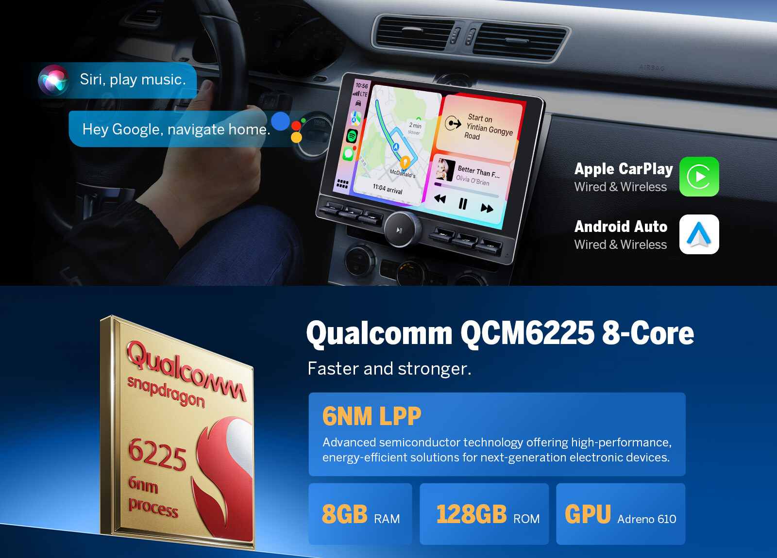 UX6K PRO MAX 2 DIN Android 13 8+128GB 10.1" QLED Car Stereo GPS CarPlay Radio 4G